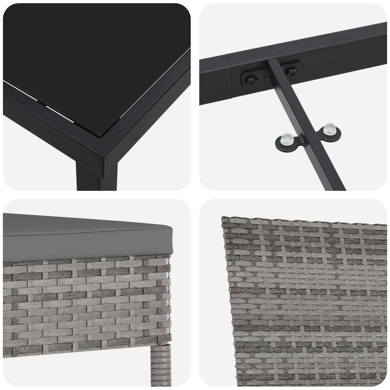 Set de Dining Grădină 3 Piese Gri Ratan Poli GartenMobel Dekor