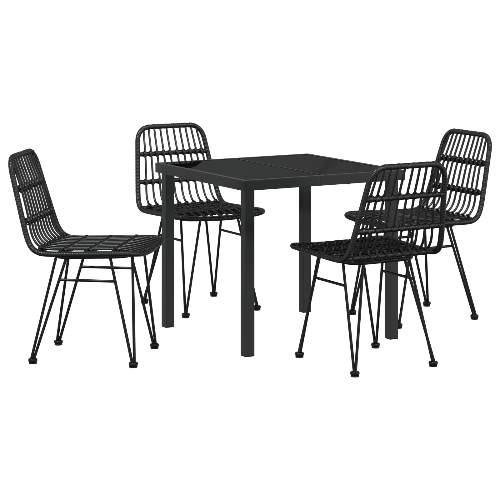 Set de Dining de Grădină 5 Piese Negru Poliratan GartenMobel Dekor
