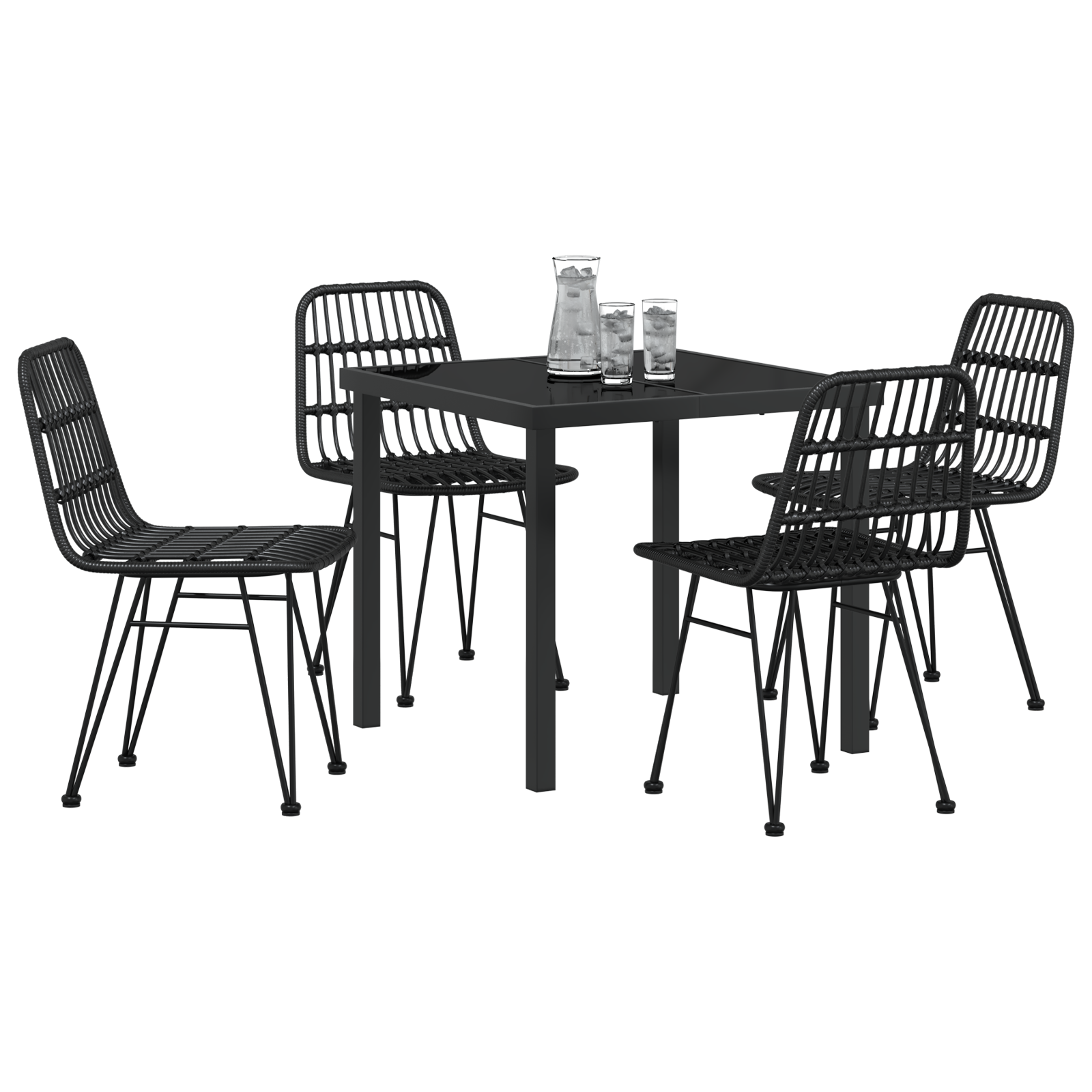 Set de Dining de Grădină 5 Piese Negru Poliratan GartenMobel Dekor