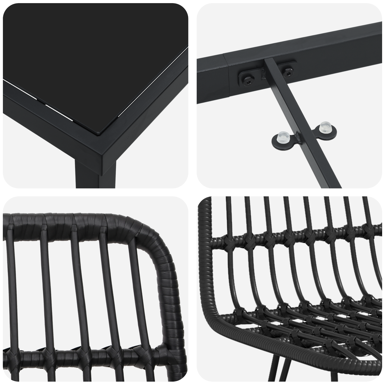 Set de Dining pentru Grădină 3 Piese Negru Poli Rattan GartenMobel Dekor