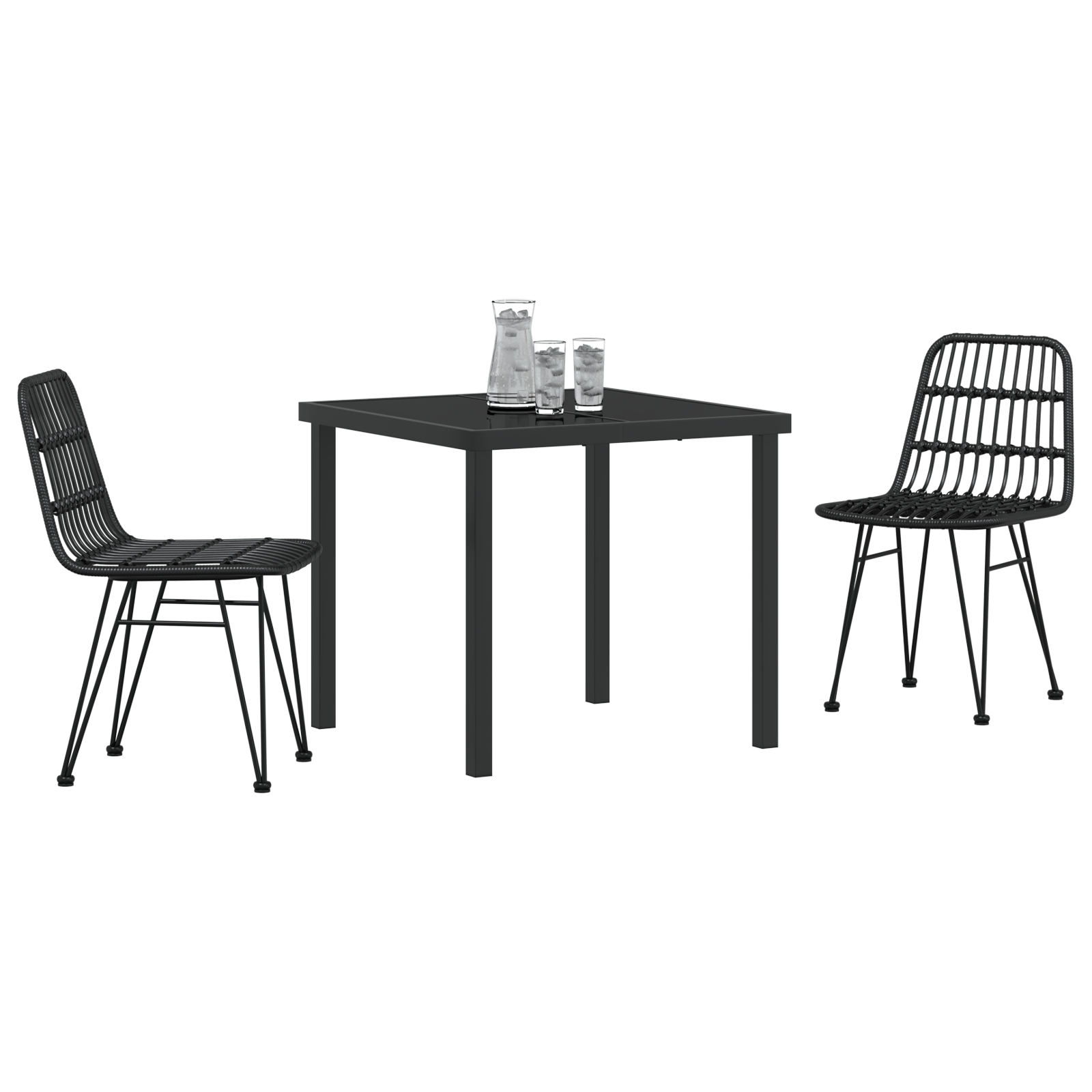 Set de Dining pentru Grădină 3 Piese Negru Poli Rattan GartenMobel Dekor