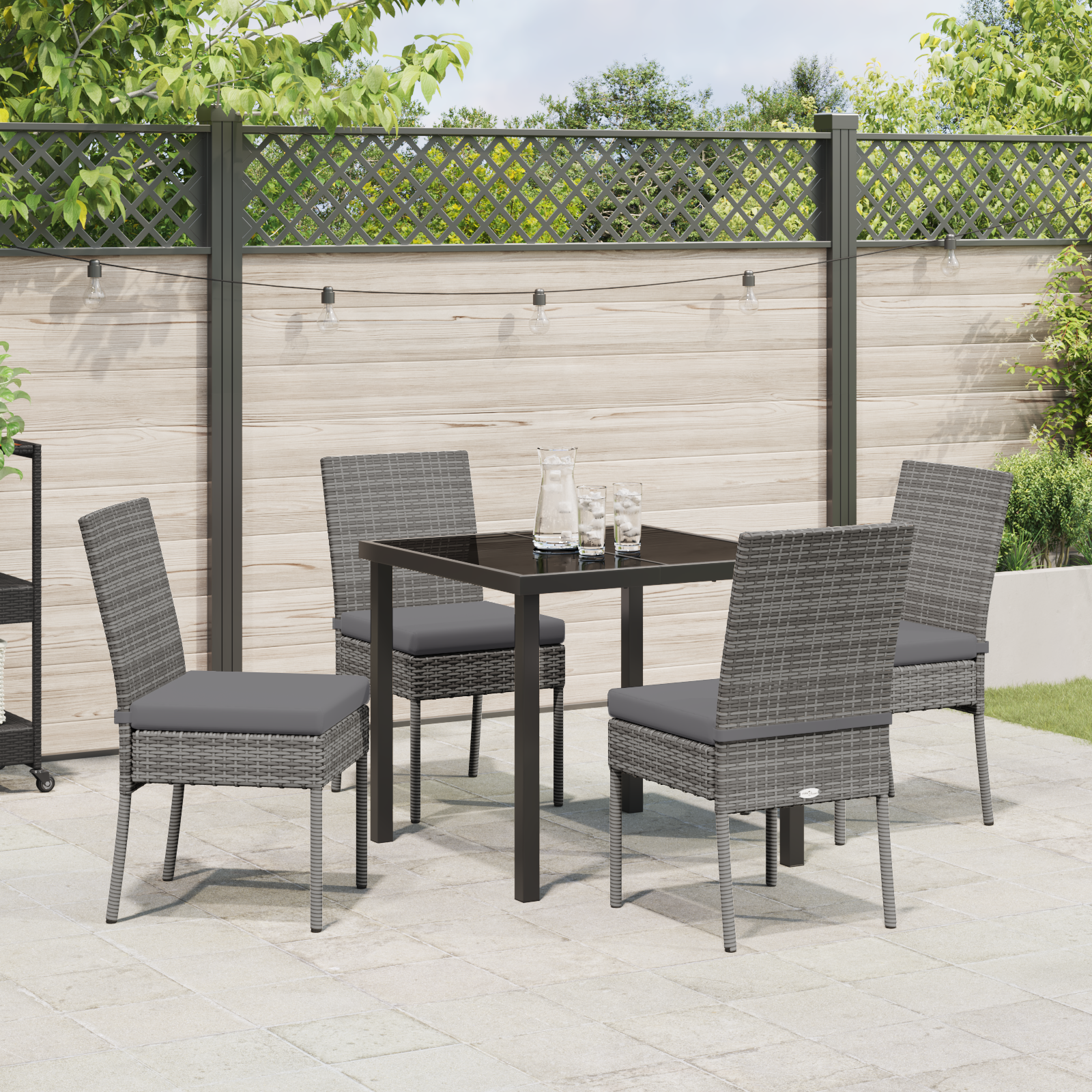 Set de Dining pentru Grădină 5 Piese Gri Ratan Poli GartenMobel Dekor