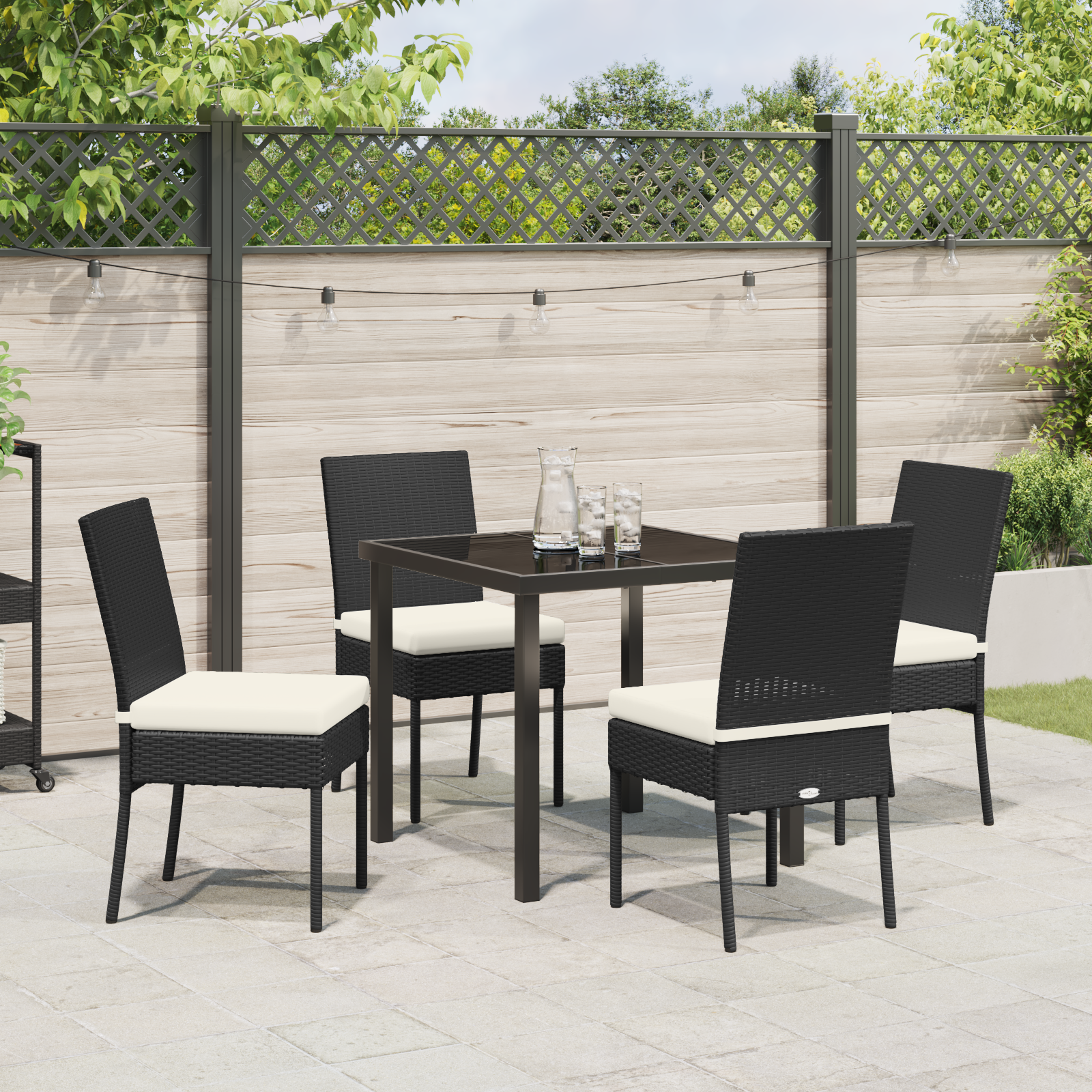 Set de Dining pentru Grădină 5 Piese Negru Poliratan GartenMobel Dekor