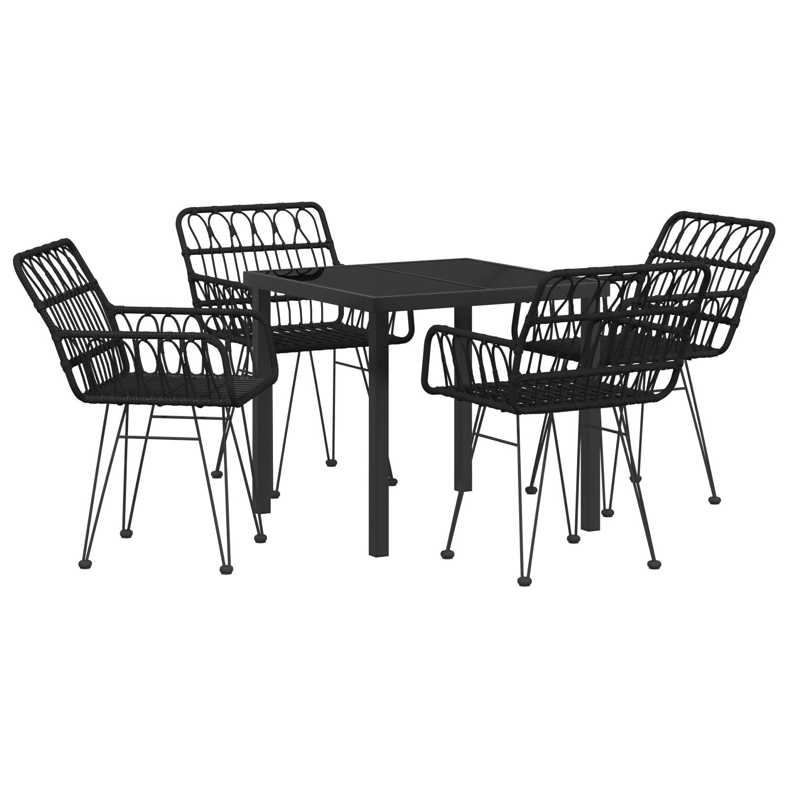 Set de Masă de Grădină 5 Piese Negru Poli Ratan GartenMobel Dekor