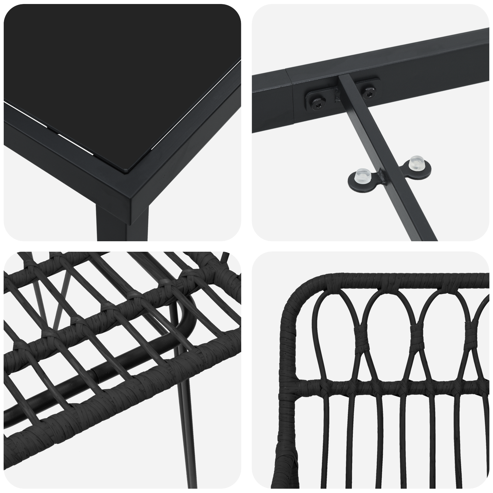 Set de Masă de Grădină 5 Piese Negru Poli Ratan GartenMobel Dekor