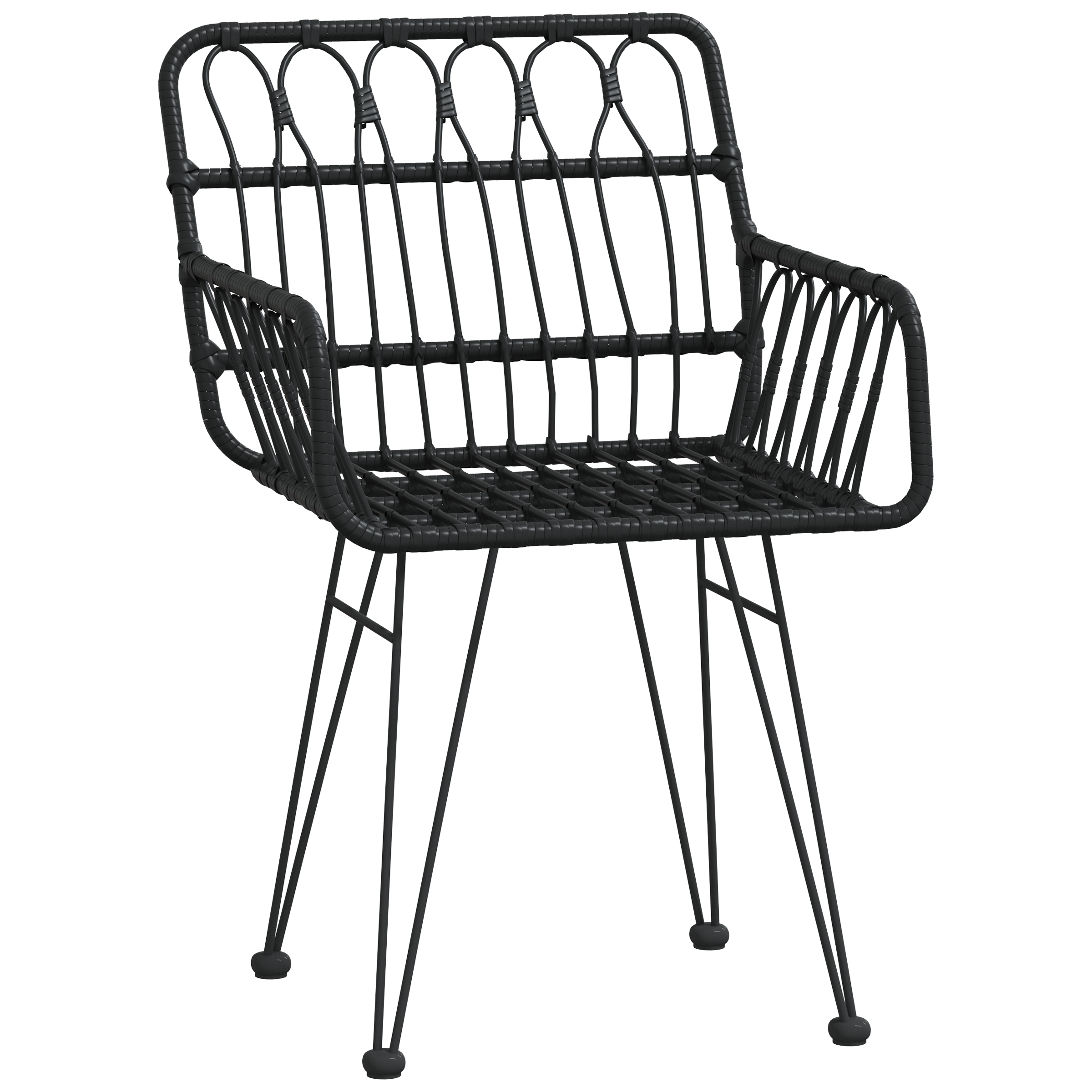 Set de Masă de Grădină 5 Piese Negru Poli Ratan GartenMobel Dekor
