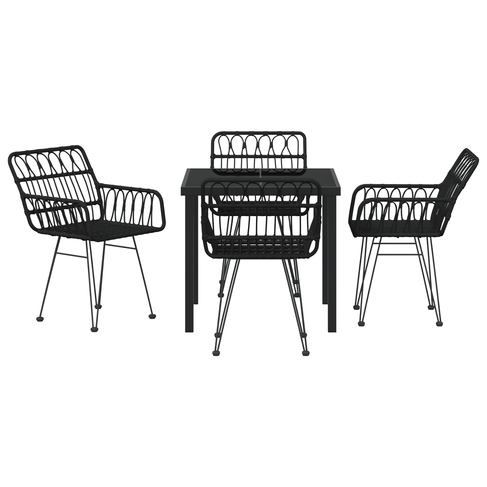 Set de Masă de Grădină 5 Piese Negru Poli Ratan GartenMobel Dekor