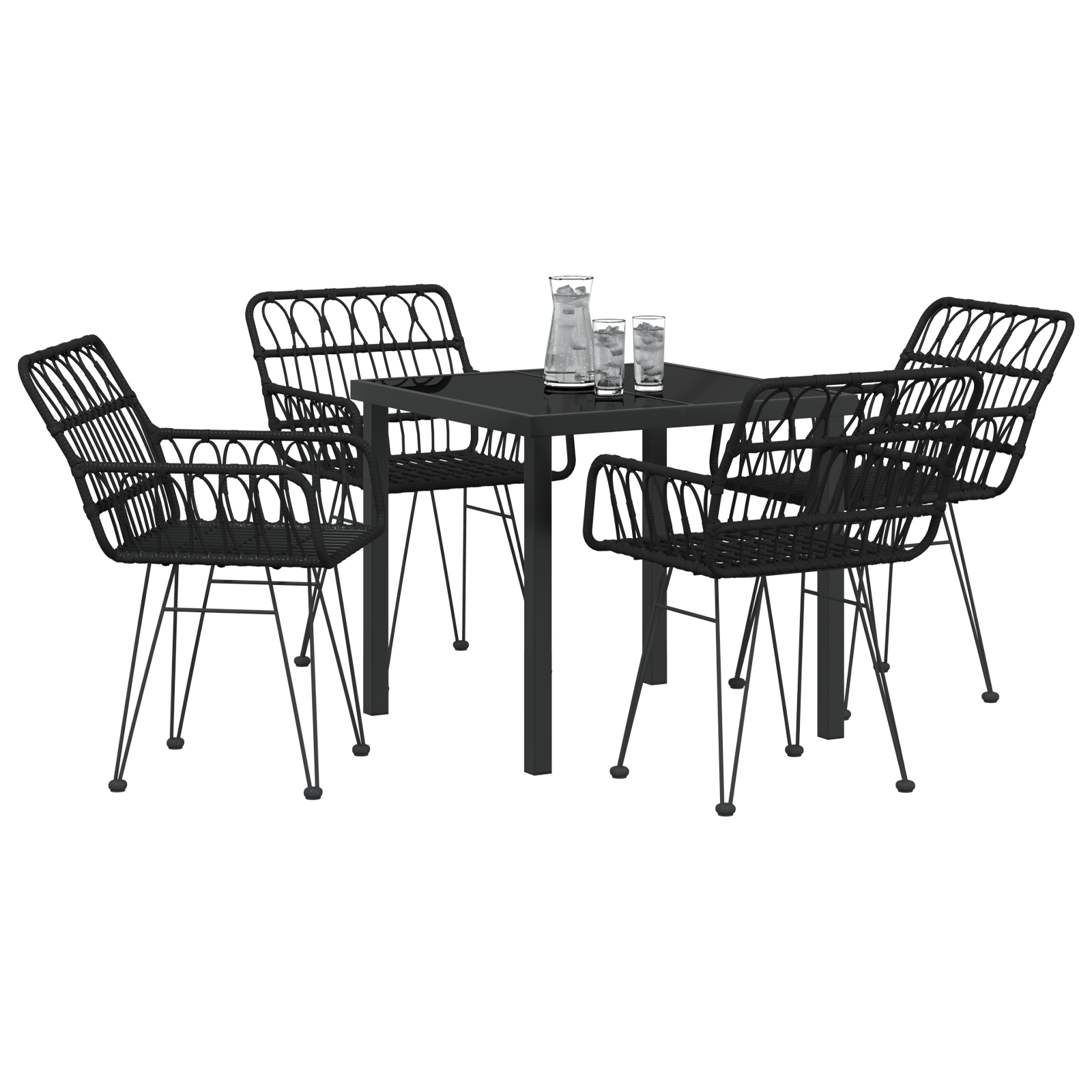 Set de Masă de Grădină 5 Piese Negru Poli Ratan GartenMobel Dekor