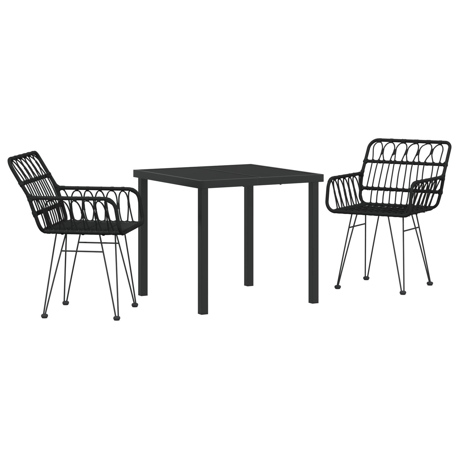 Set de dining de grădină 3 piese Negru Poliratan GartenMobel Dekor