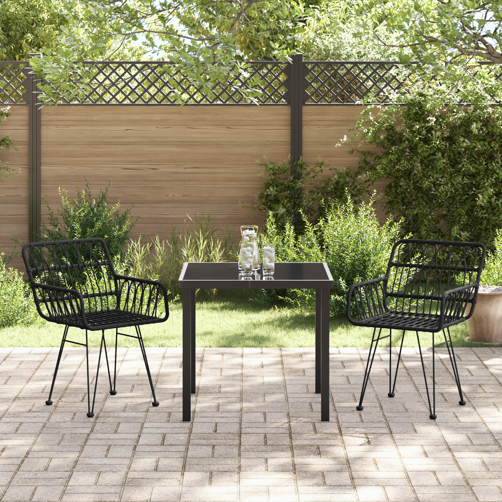 Set de dining de grădină 3 piese Negru Poliratan GartenMobel Dekor