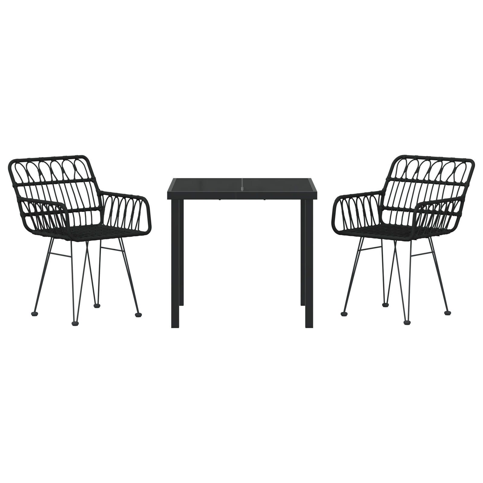 Set de dining de grădină 3 piese Negru Poliratan GartenMobel Dekor