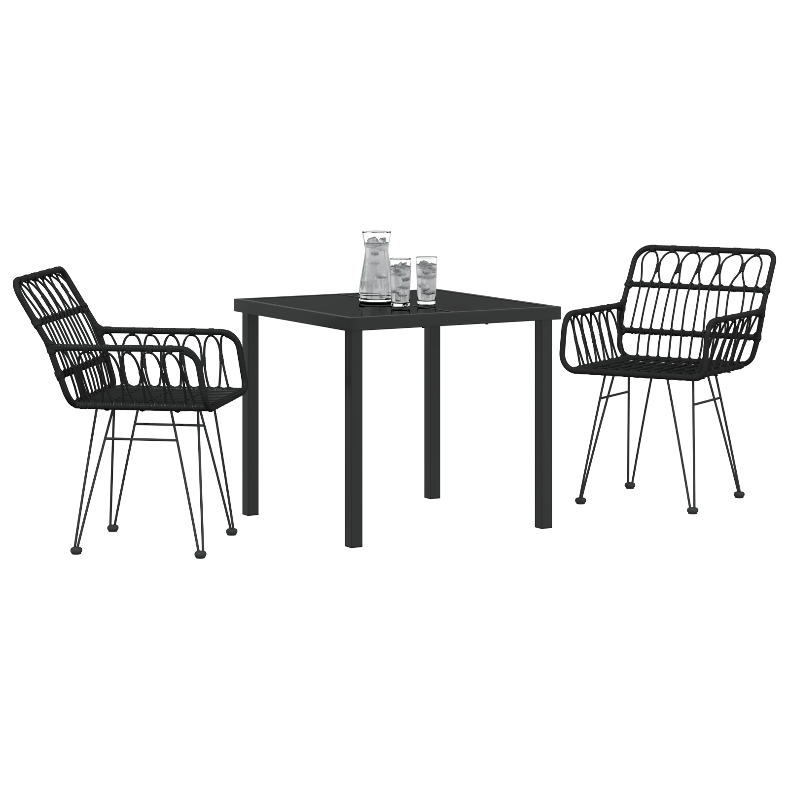 Set de dining de grădină 3 piese Negru Poliratan GartenMobel Dekor