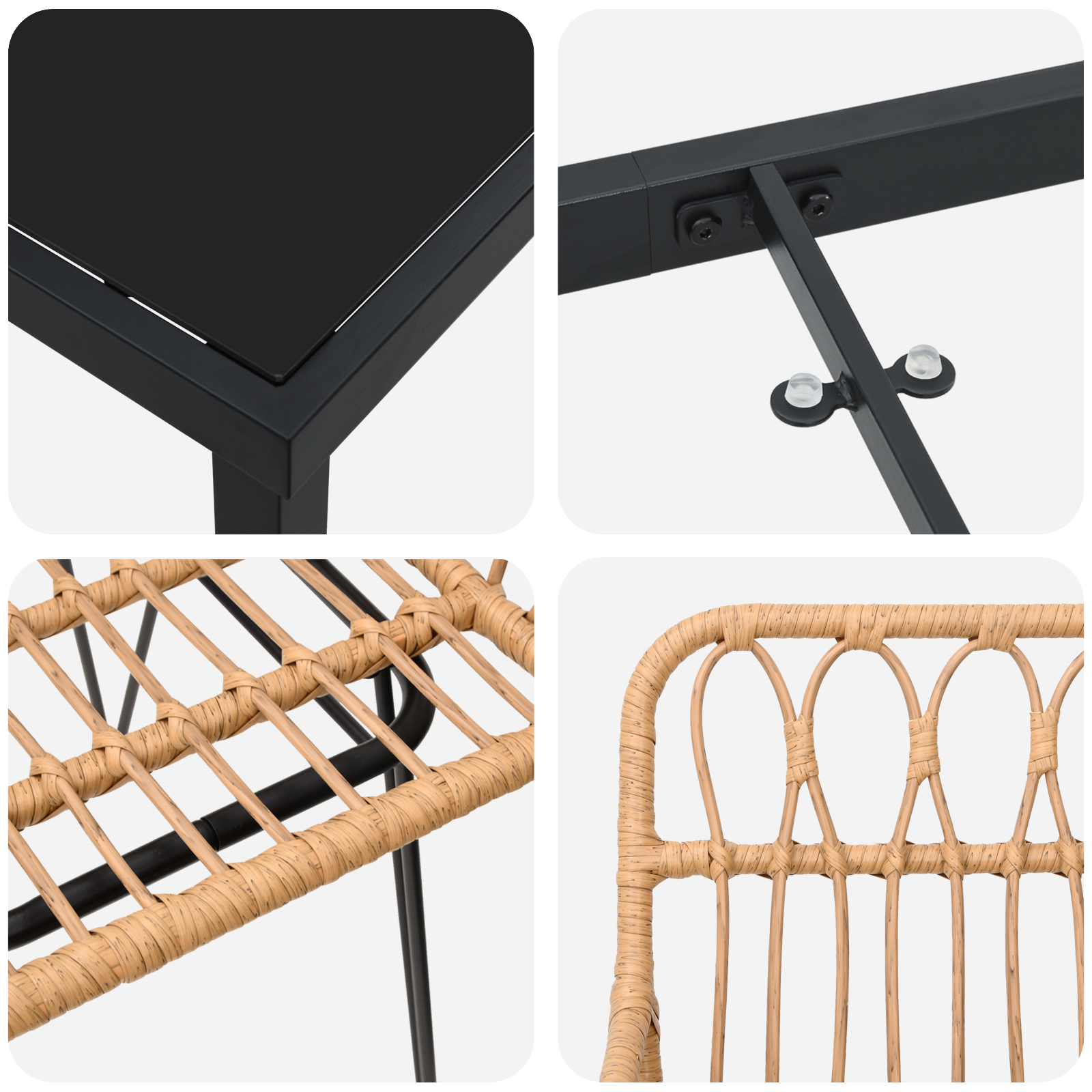 Set de dining de grădină 3 piese din ratan Poli Brown GartenMobel Dekor