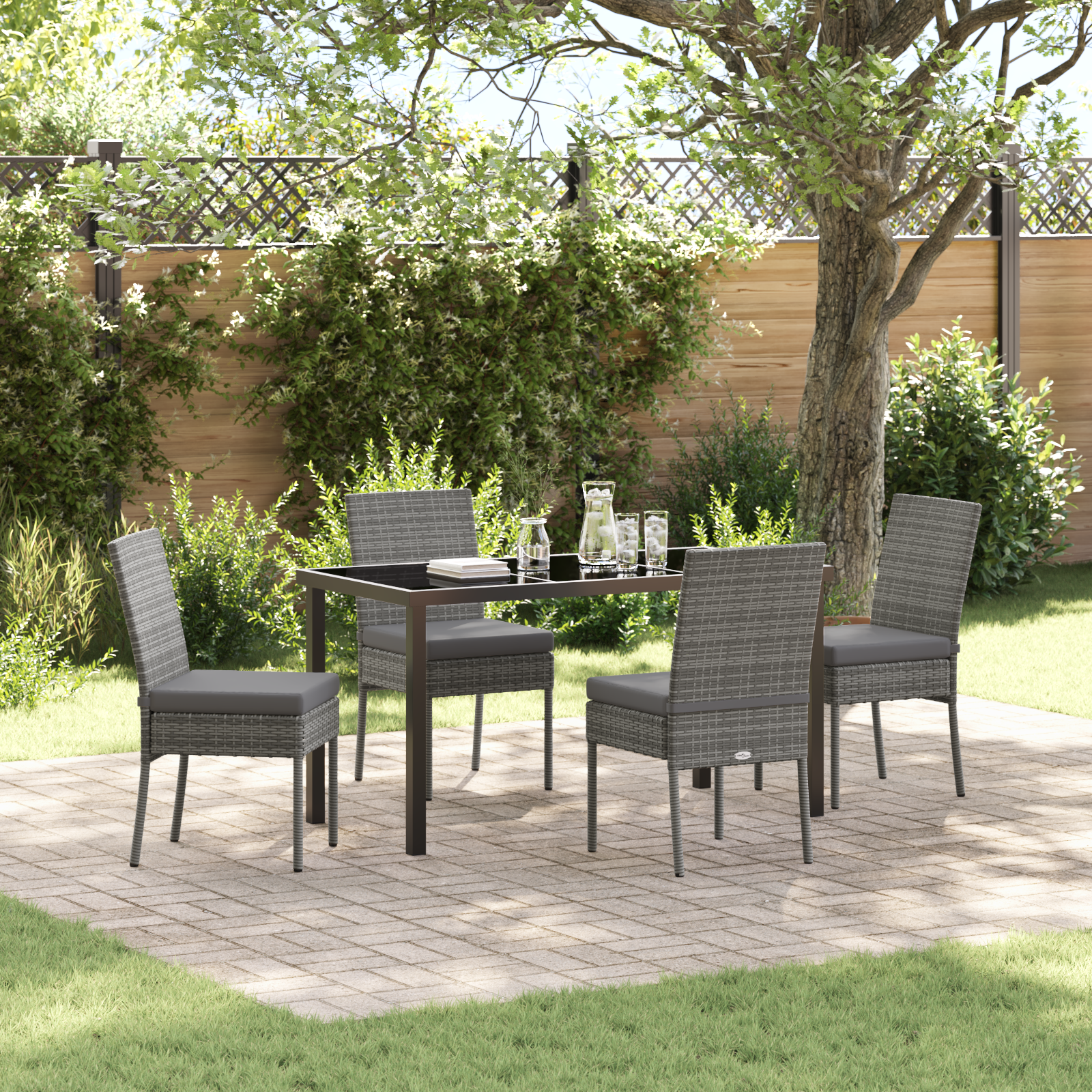 Set de dining de grădină 5 Piese Gri Poliratan GartenMobel Dekor
