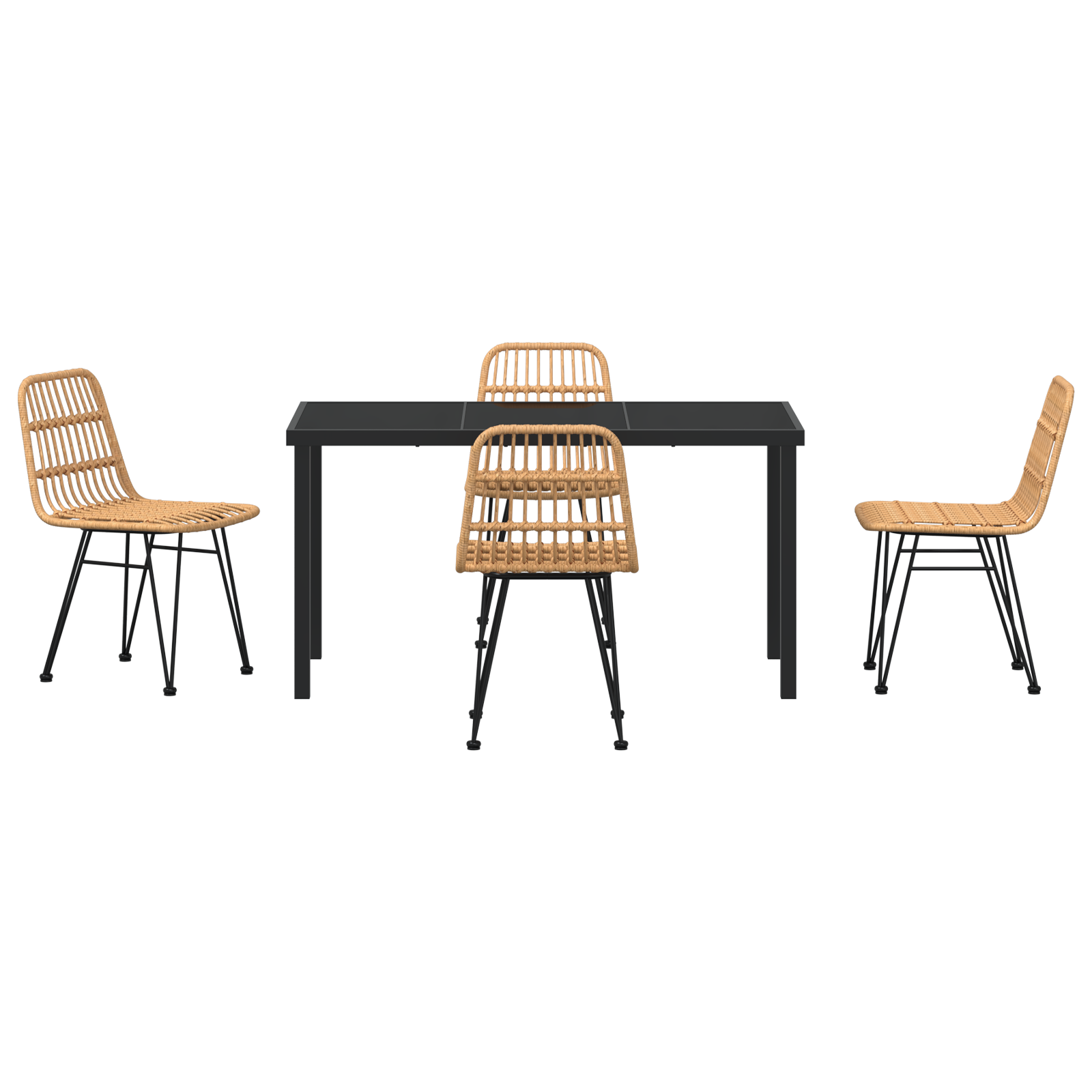 Set de dining de grădină 5 Piese Maro Ratan Polietilenă GartenMobel Dekor