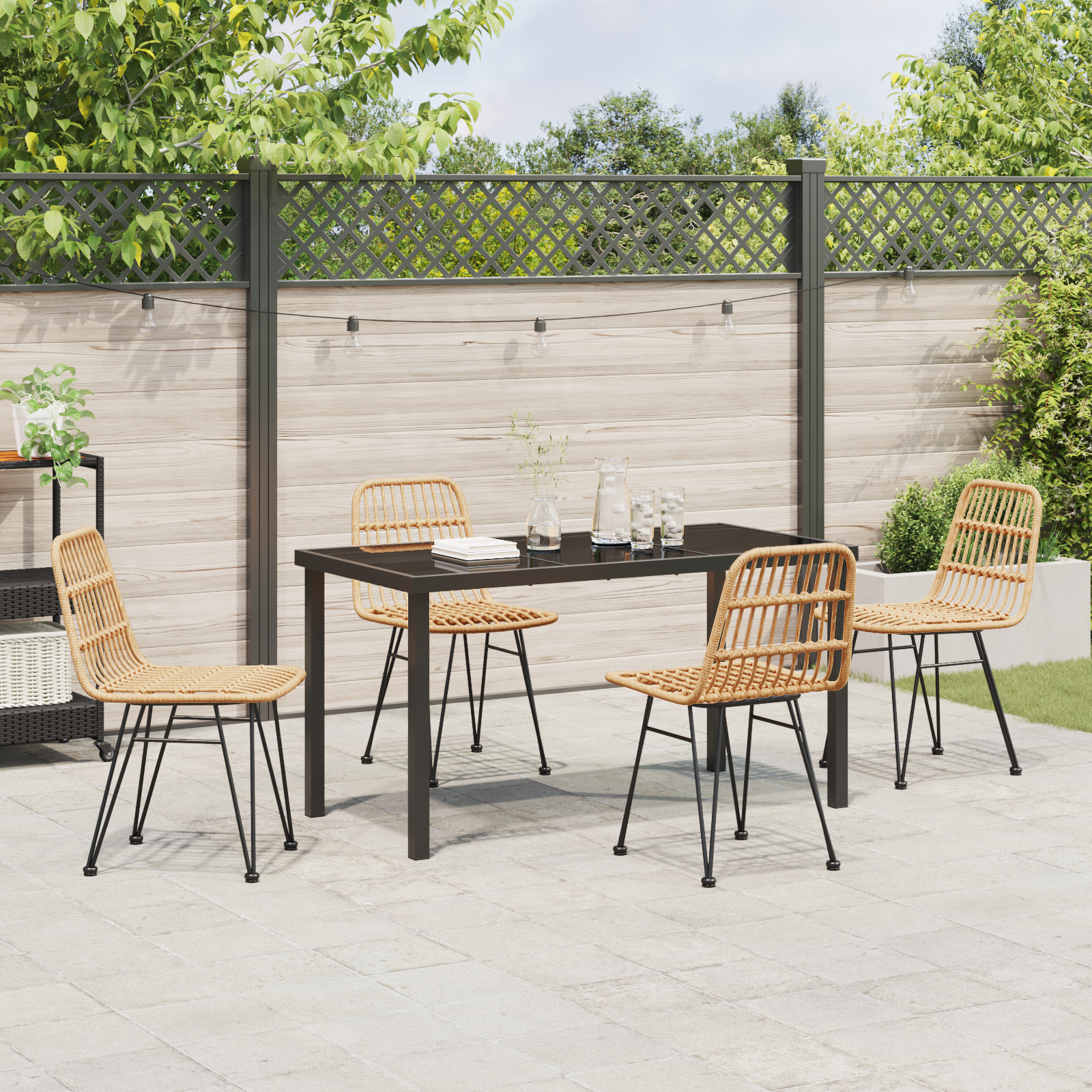 Set de dining de grădină 5 Piese Maro Ratan Polietilenă GartenMobel Dekor