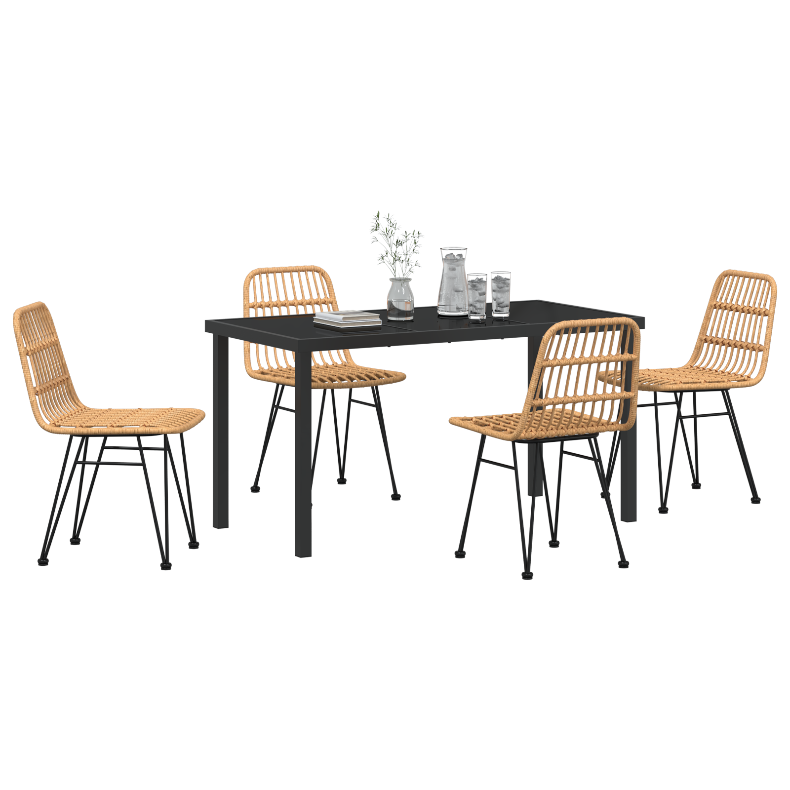 Set de dining de grădină 5 Piese Maro Ratan Polietilenă GartenMobel Dekor