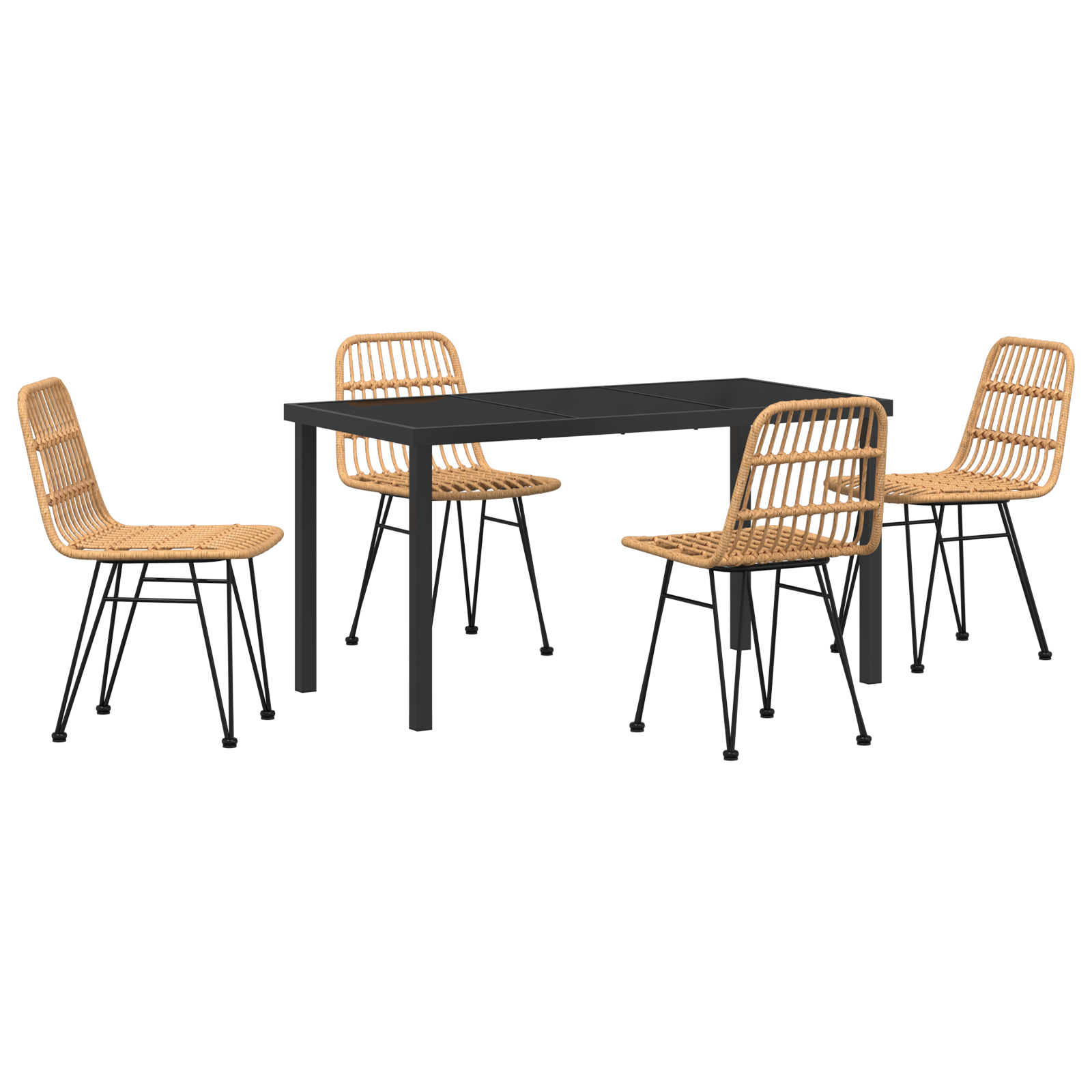 Set de dining de grădină 5 Piese Maro Ratan Polietilenă GartenMobel Dekor