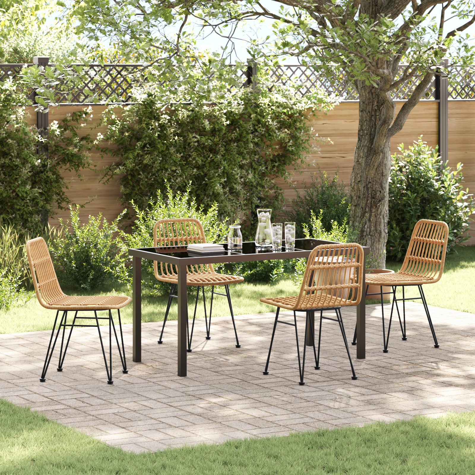 Set de dining de grădină 5 Piese Maro Ratan Polietilenă GartenMobel Dekor