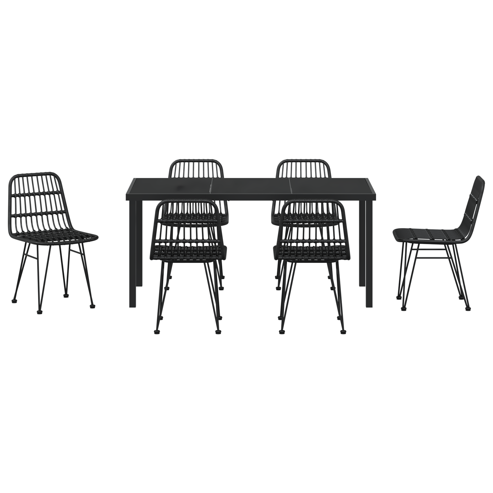 Set de dining de grădină cu 7 piese Negru Poliratan GartenMobel Dekor