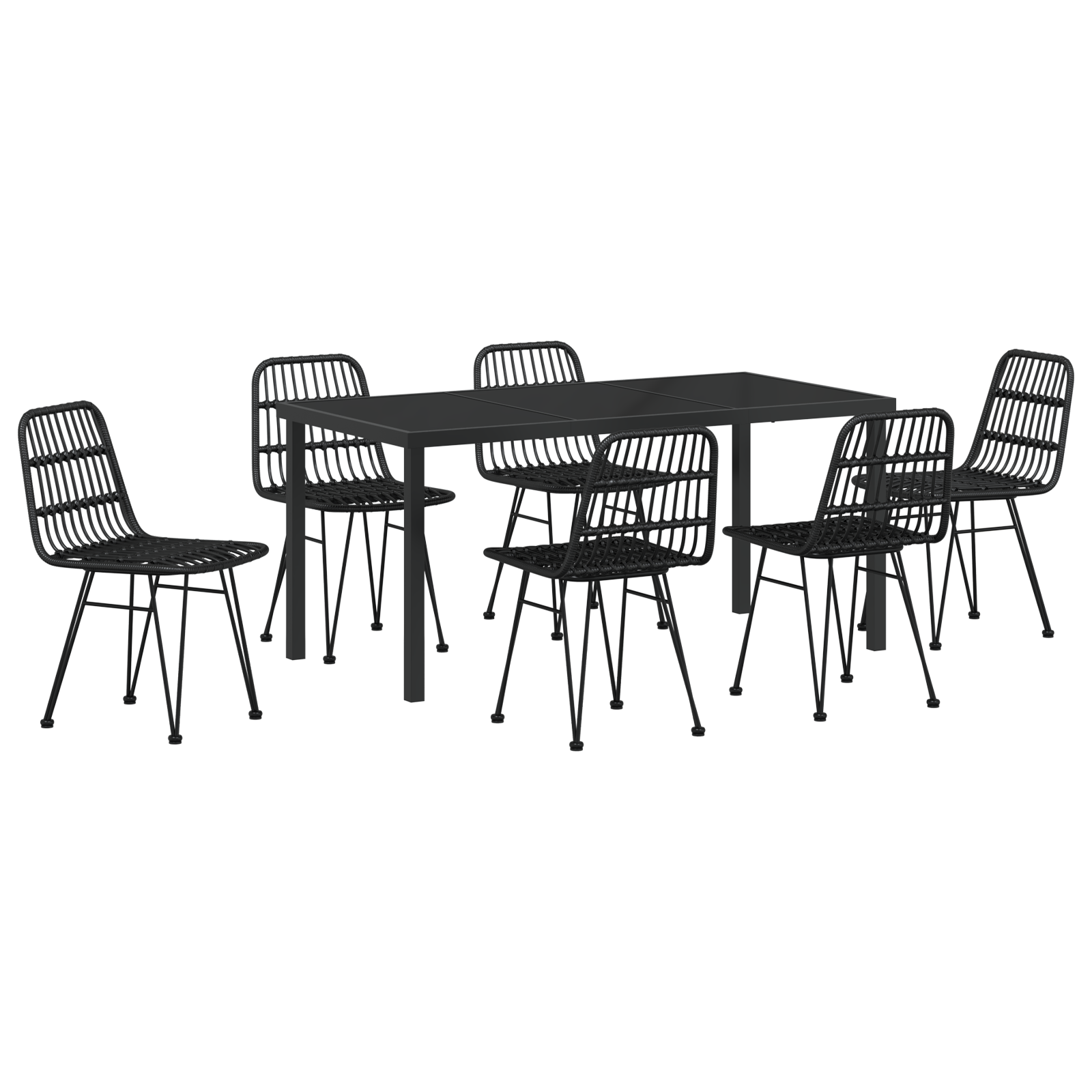 Set de dining de grădină cu 7 piese Negru Poliratan GartenMobel Dekor