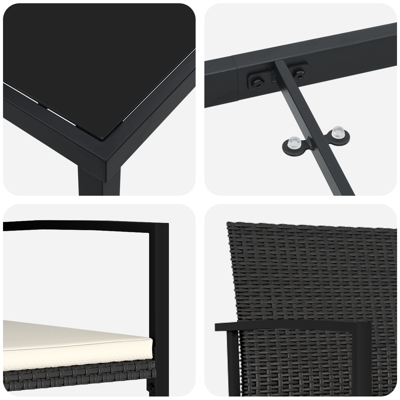 Set de dining pentru grădină 5 piese Negru Poliratan GartenMobel Dekor