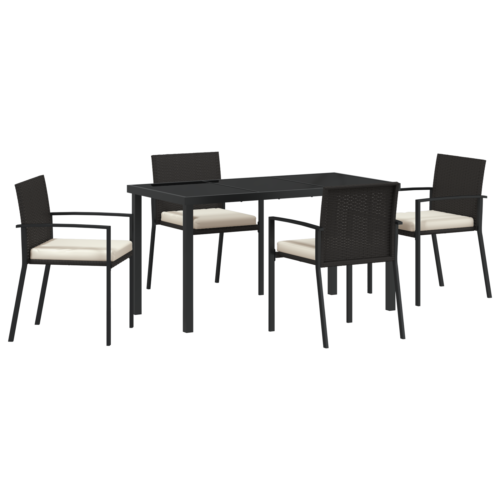 Set de dining pentru grădină 5 piese Negru Poliratan GartenMobel Dekor
