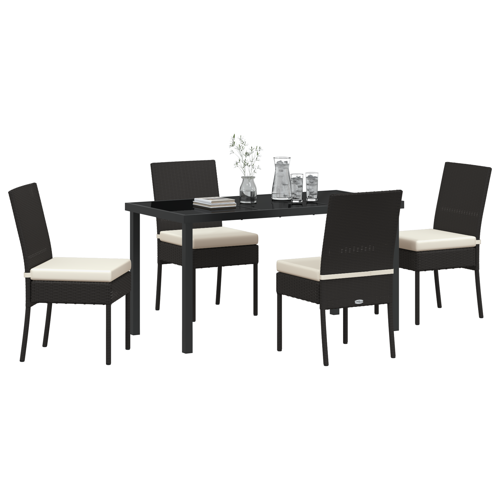 Set de dining pentru grădină 5 piese Negru Ratan Polițat GartenMobel Dekor