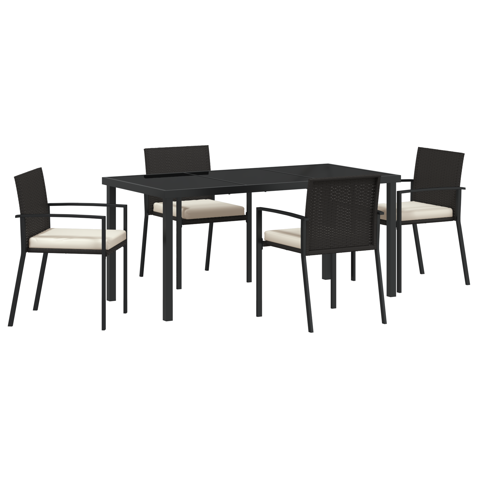 Set de dining pentru grădină 5 piese Negru Rattan sintetic GartenMobel Dekor