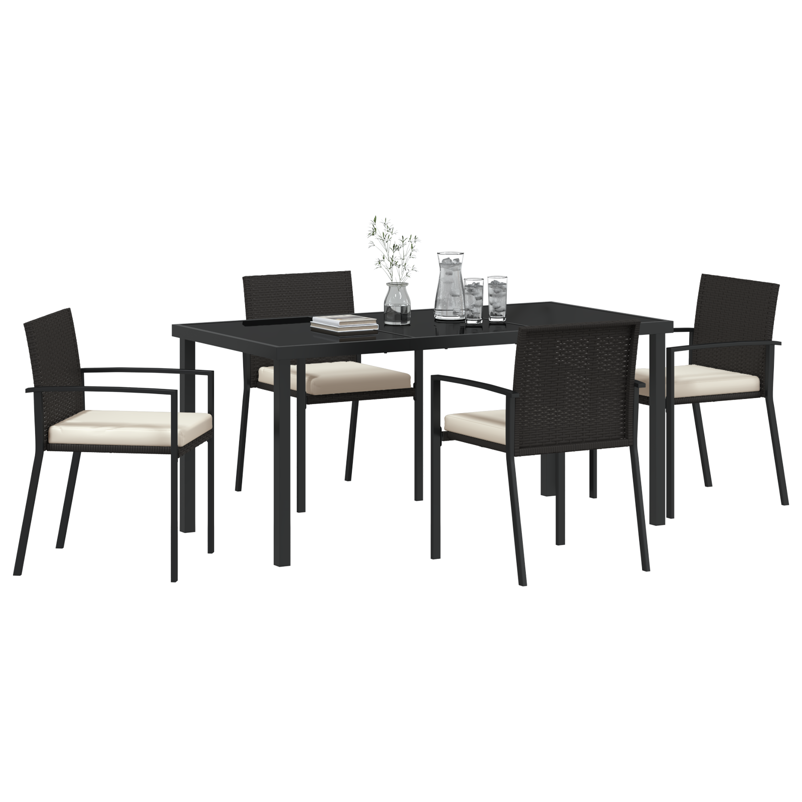 Set de dining pentru grădină 5 piese Negru Rattan sintetic GartenMobel Dekor