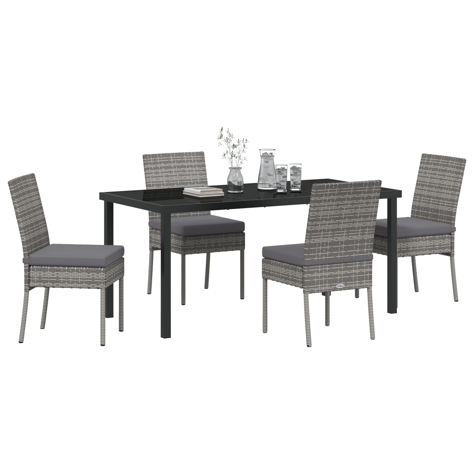 Set de dining pentru grădină 5 piese gri poliratan GartenMobel Dekor