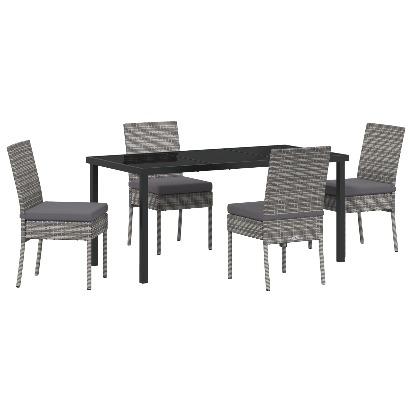 Set de dining pentru grădină 5 piese gri poliratan GartenMobel Dekor