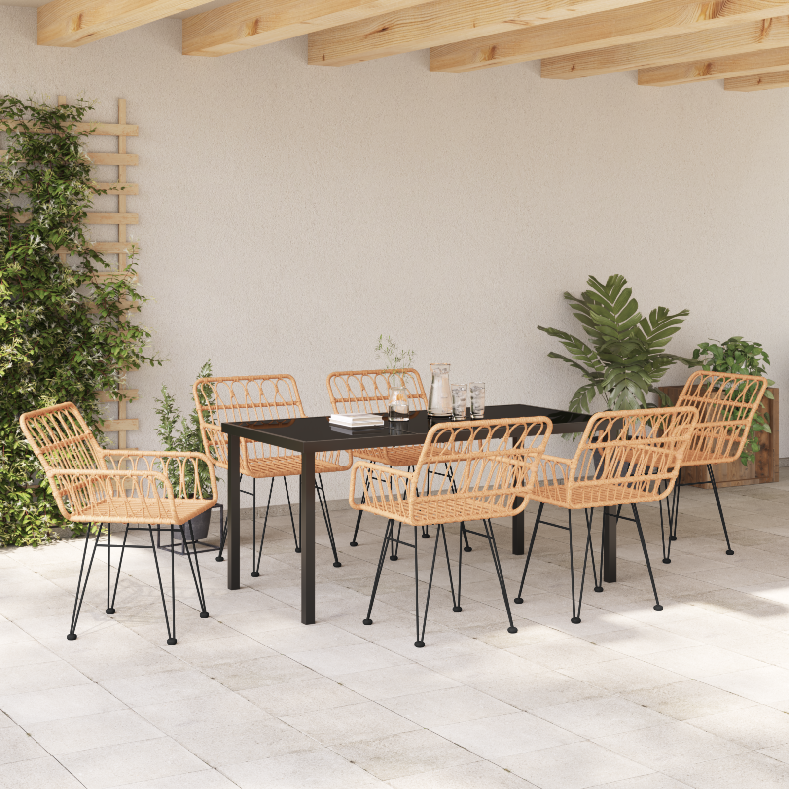 Set de masă de grădină cu 7 piese din ratan sintetic GartenMobel Dekor