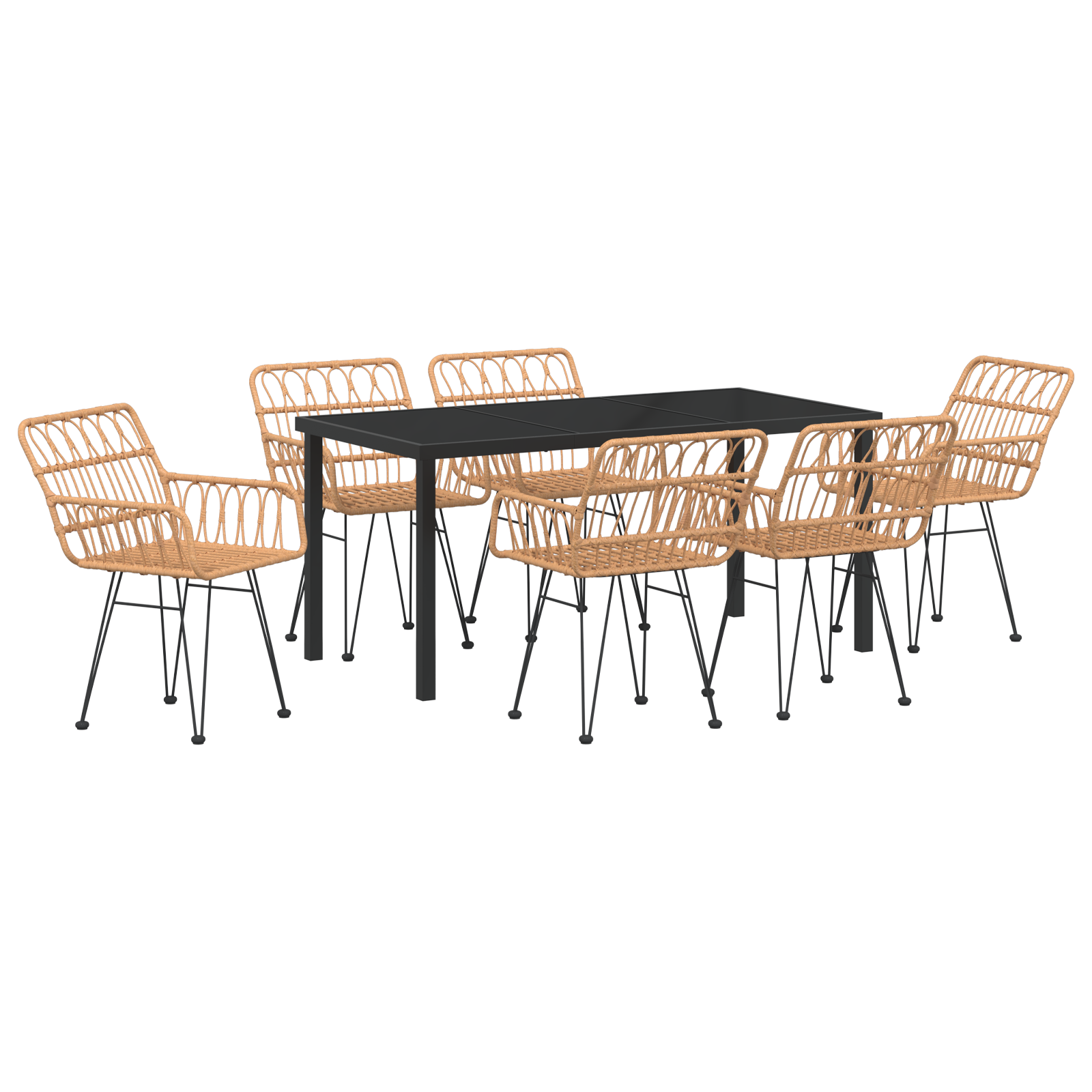 Set de masă de grădină cu 7 piese din ratan sintetic GartenMobel Dekor