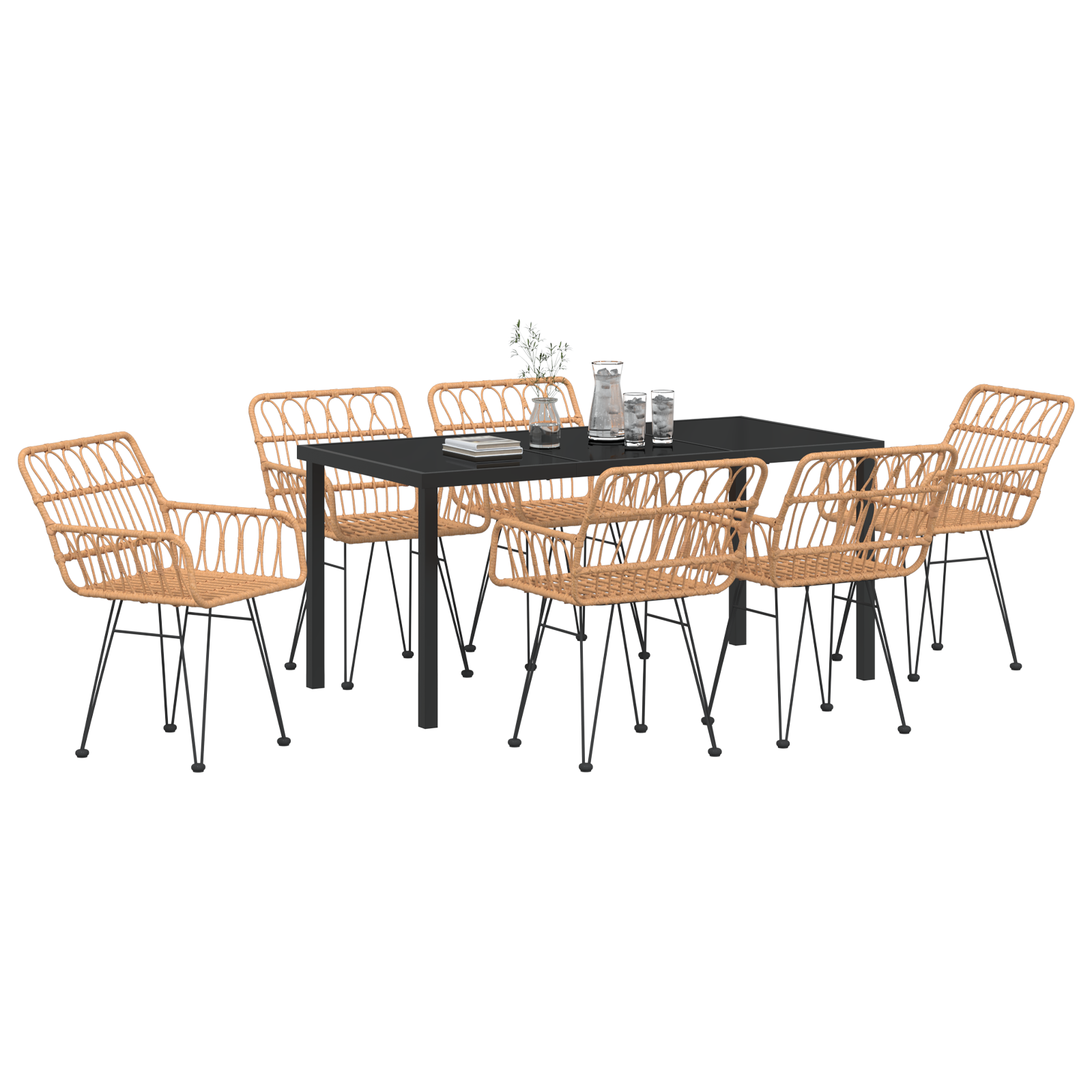 Set de masă de grădină cu 7 piese din ratan sintetic GartenMobel Dekor