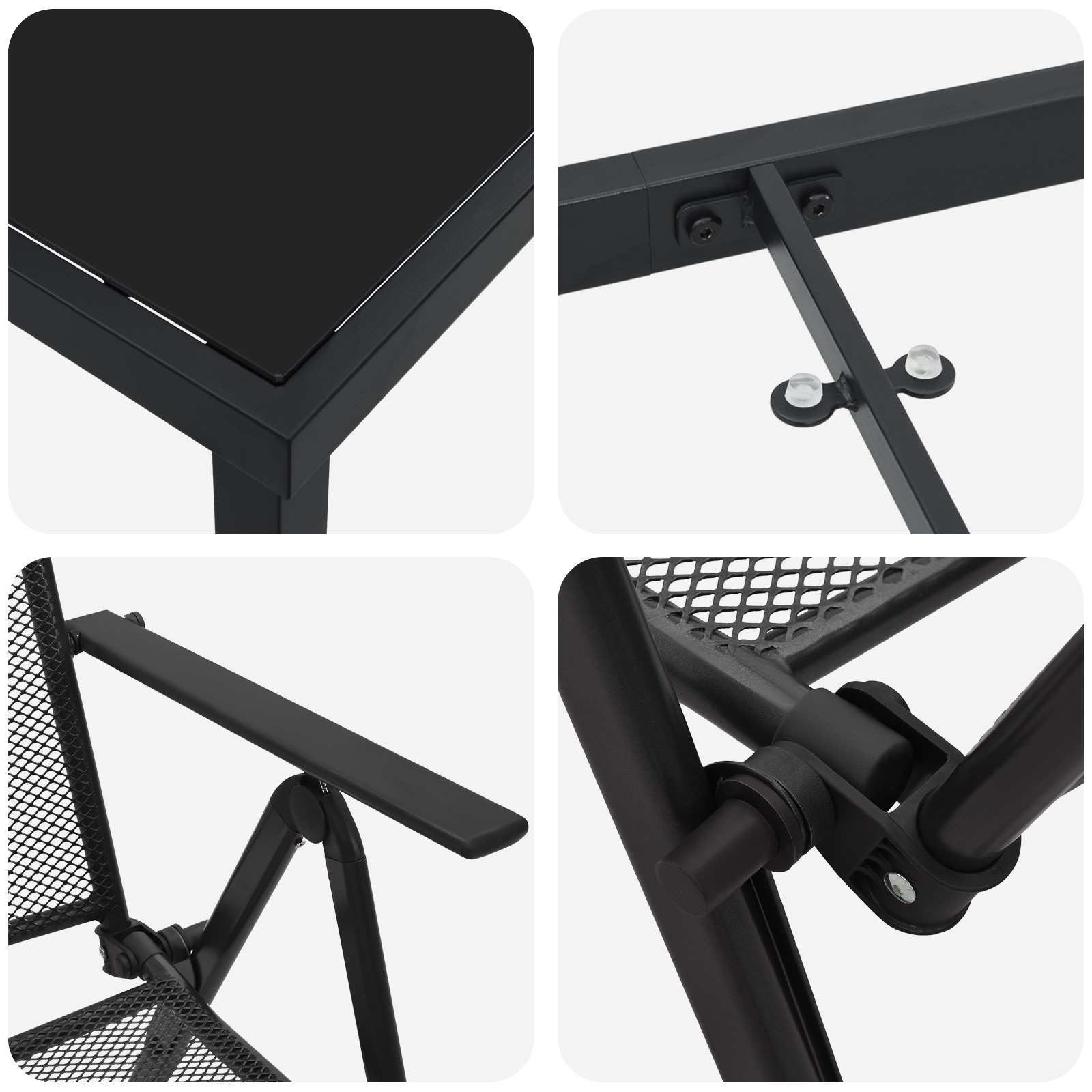 Set de 7 scaune de masă de grădină din oțel antracit GartenMobel Dekor