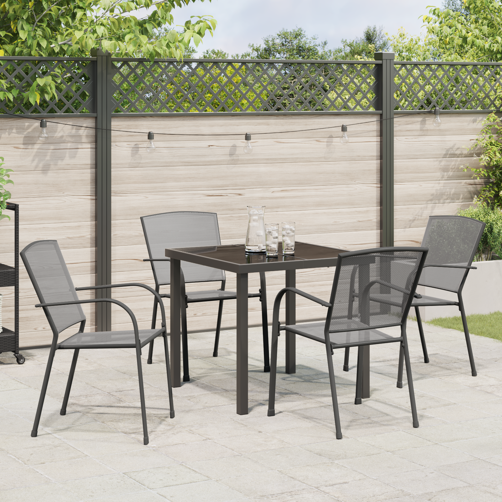 Set de Dining pentru Grădină 5 Piese Oțel Antracit GartenMobel Dekor