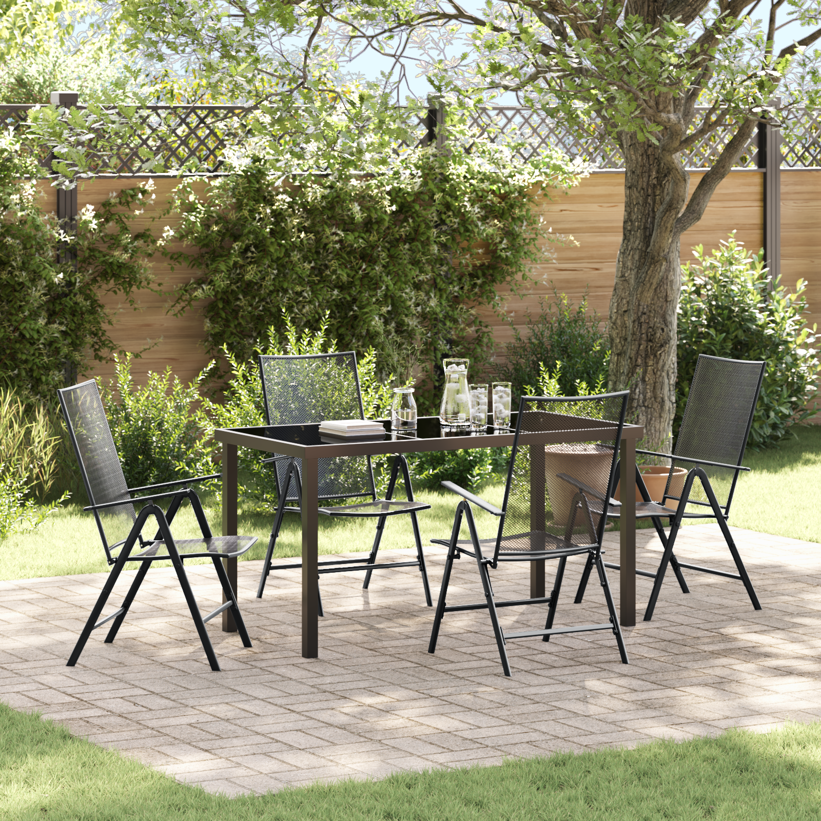 Set de Dining pentru Grădină cu 5 Piese Oțel Antracit GartenMobel Dekor