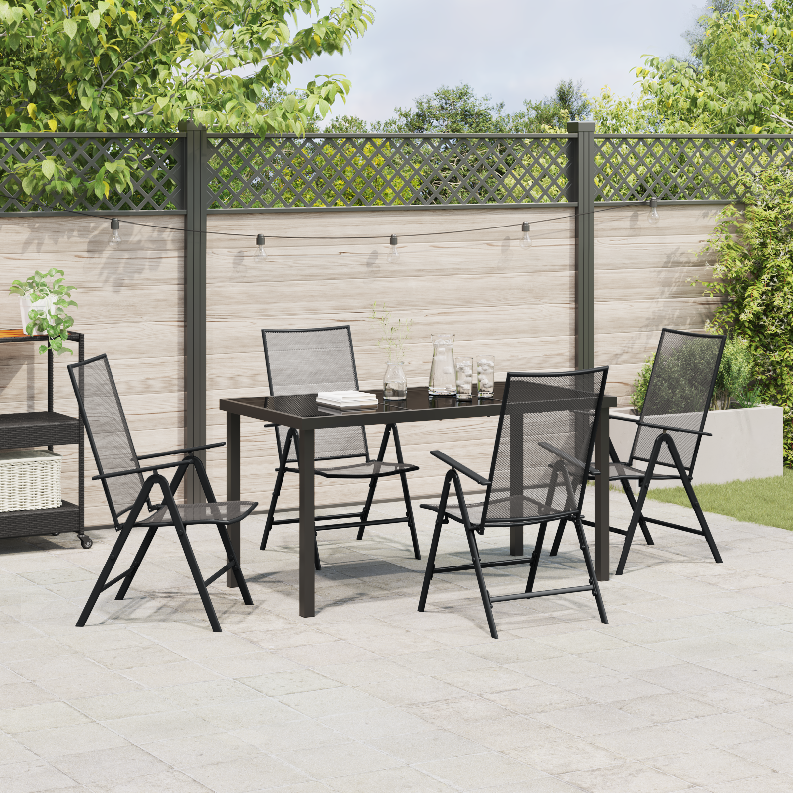Set de Dining pentru Grădină cu 5 Piese Oțel Antracit GartenMobel Dekor