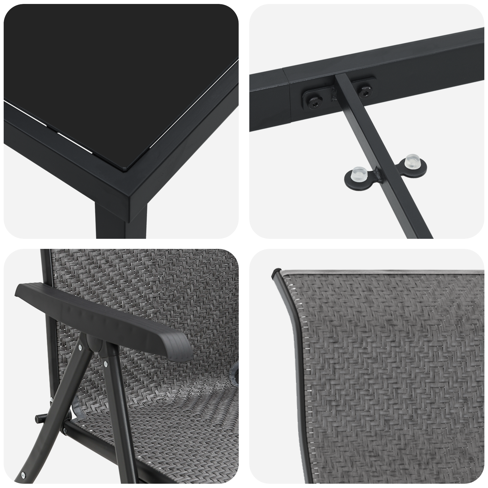 Set de dineu pentru grădină 5 piese gri din poliratan GartenMobel Dekor