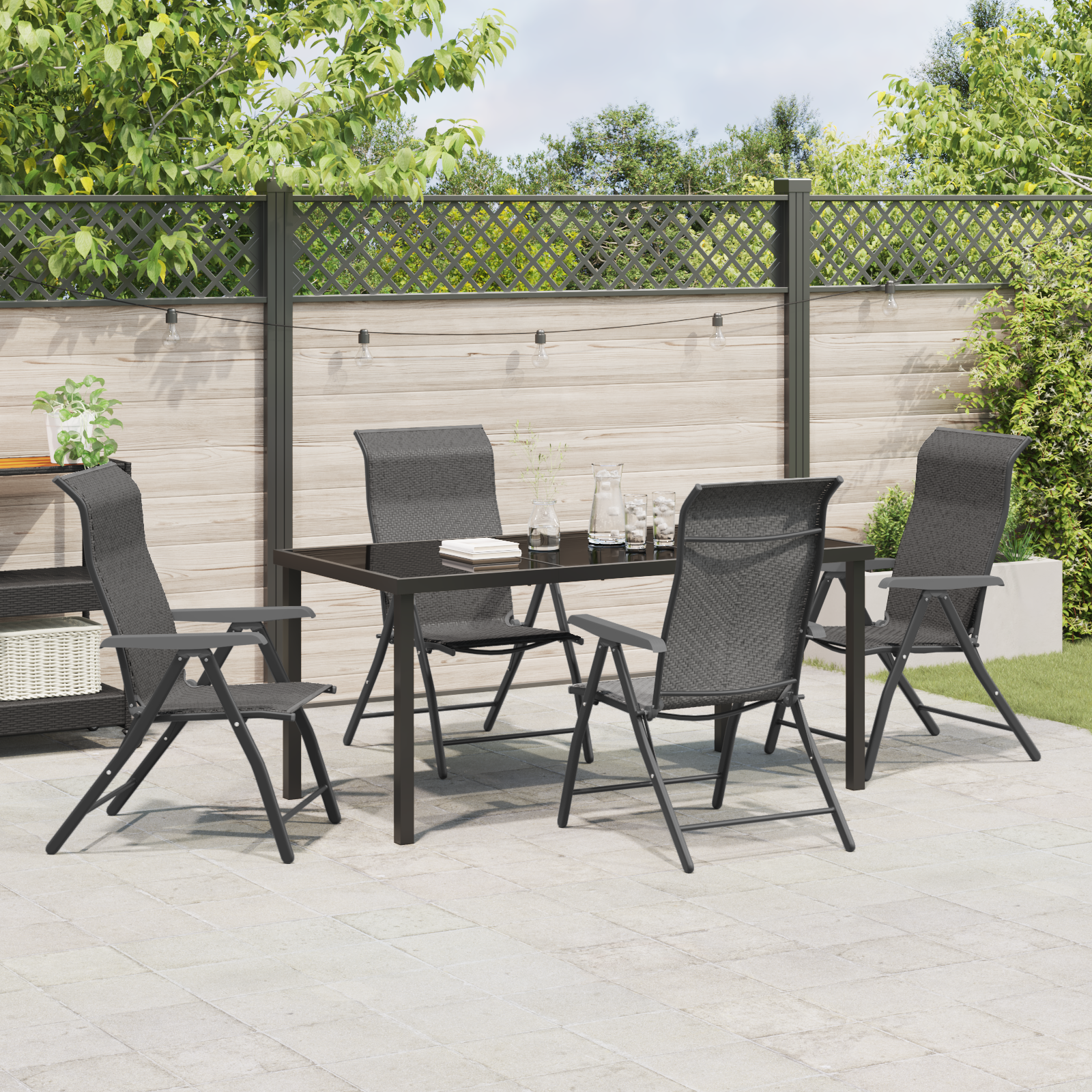 Set de dineu pentru grădină 5 piese gri din poliratan GartenMobel Dekor