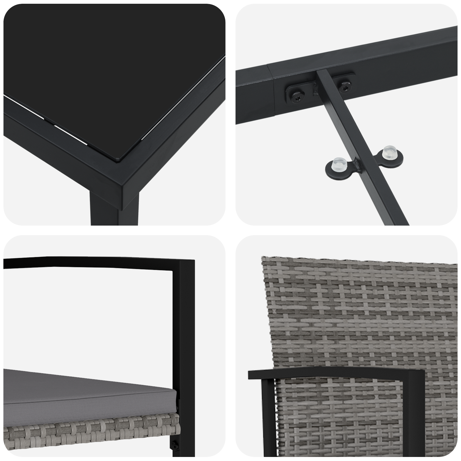Set de dining 5 piese pentru grădină Gri Poliratan GartenMobel Dekor