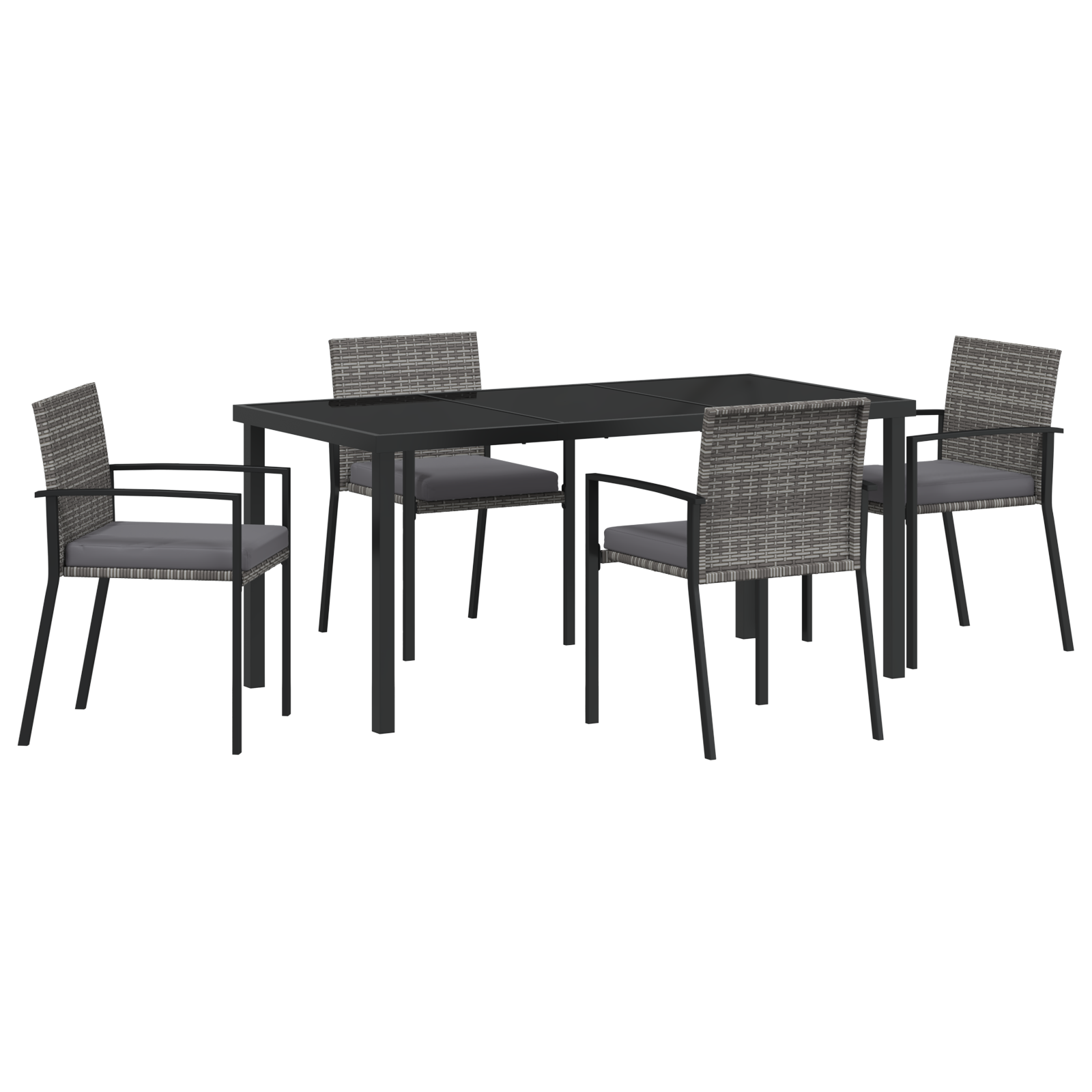 Set de dining 5 piese pentru grădină Gri Poliratan GartenMobel Dekor