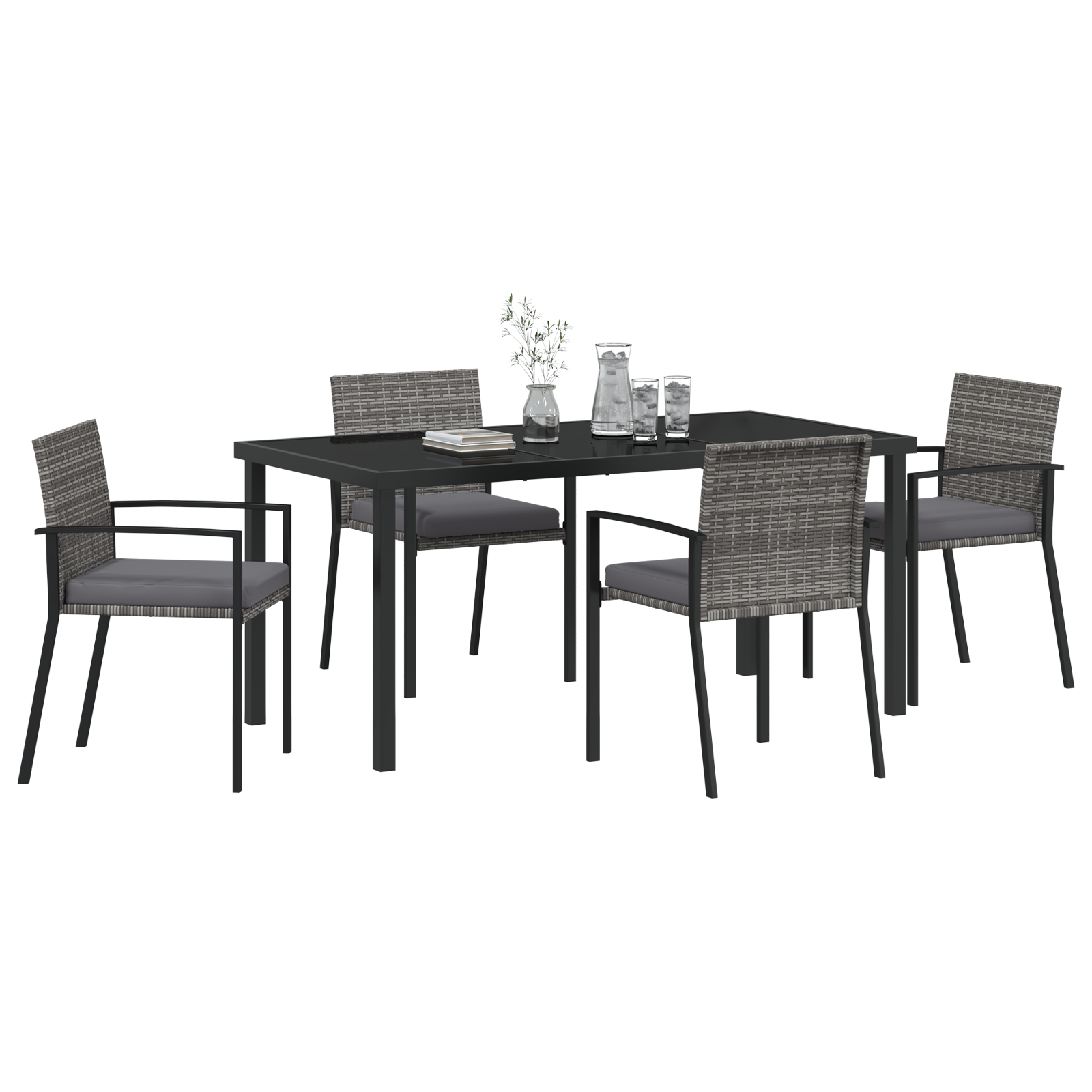 Set de dining 5 piese pentru grădină Gri Poliratan GartenMobel Dekor