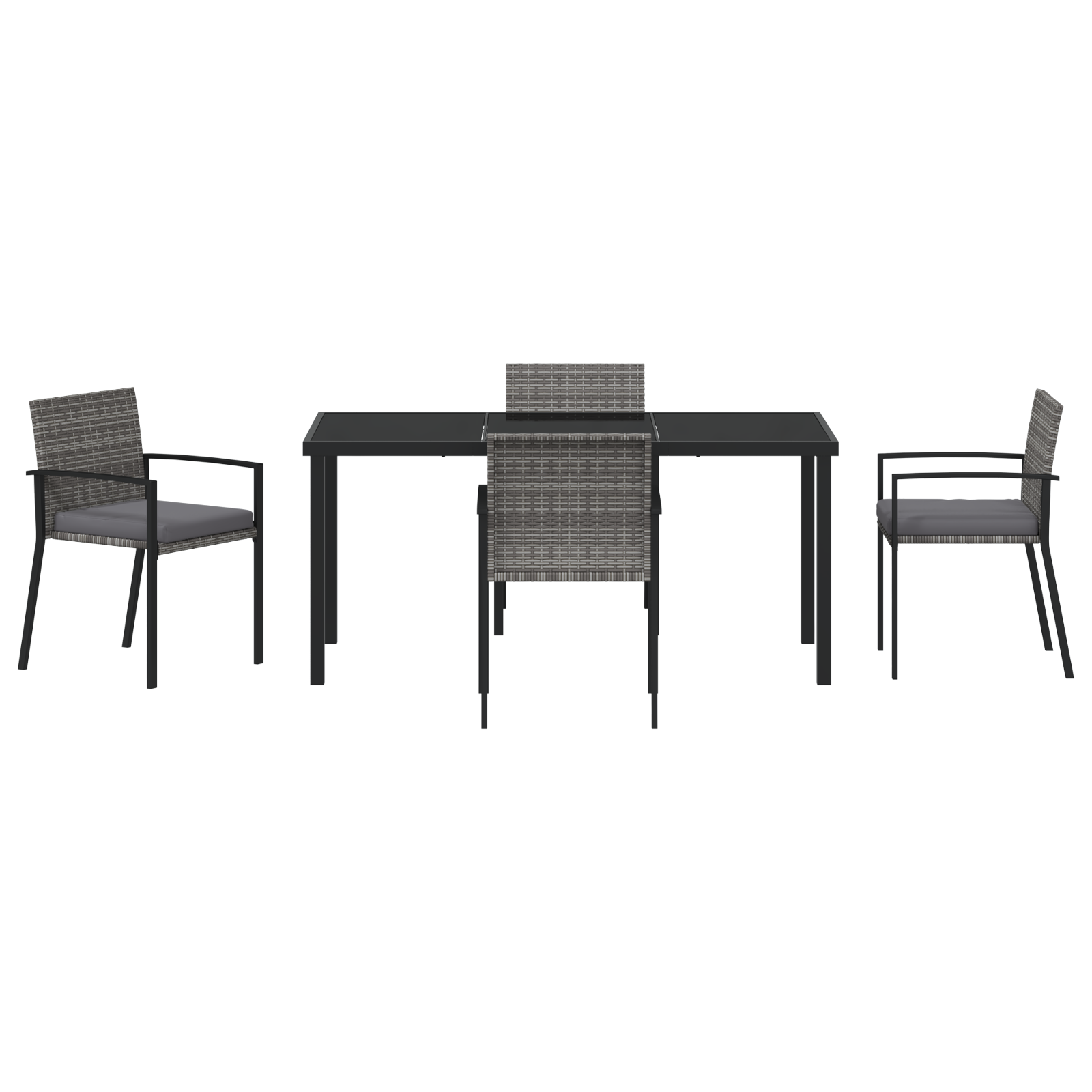 Set de dining 5 piese pentru grădină Gri Poliratan GartenMobel Dekor