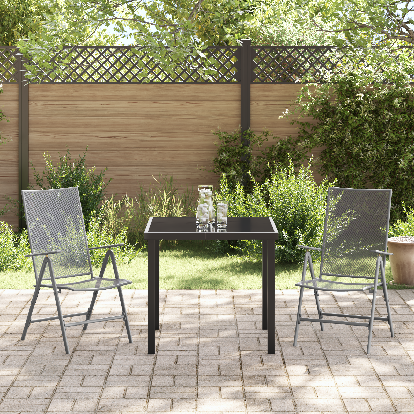 Set de dining de grădină 3 piese din oțel antracit GartenMobel Dekor