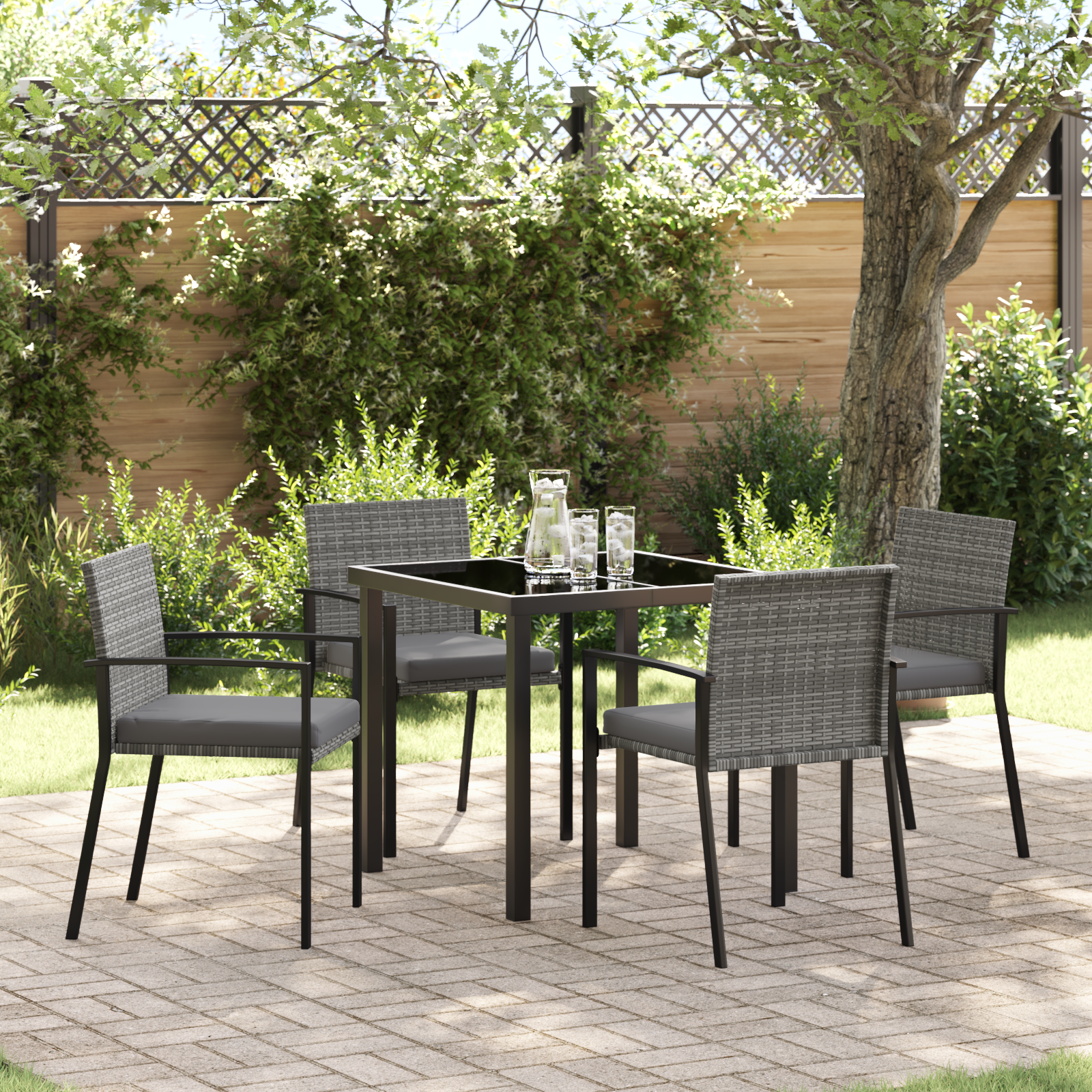 Set de dining de grădină 5 piese Gri Poliratan GartenMobel Dekor