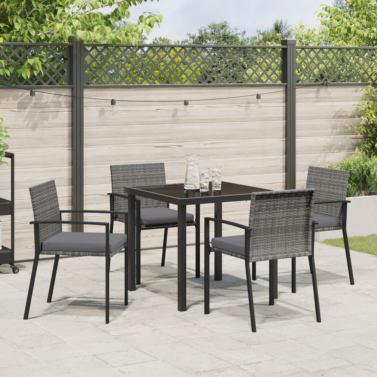Set de dining de grădină 5 piese Gri Poliratan GartenMobel Dekor