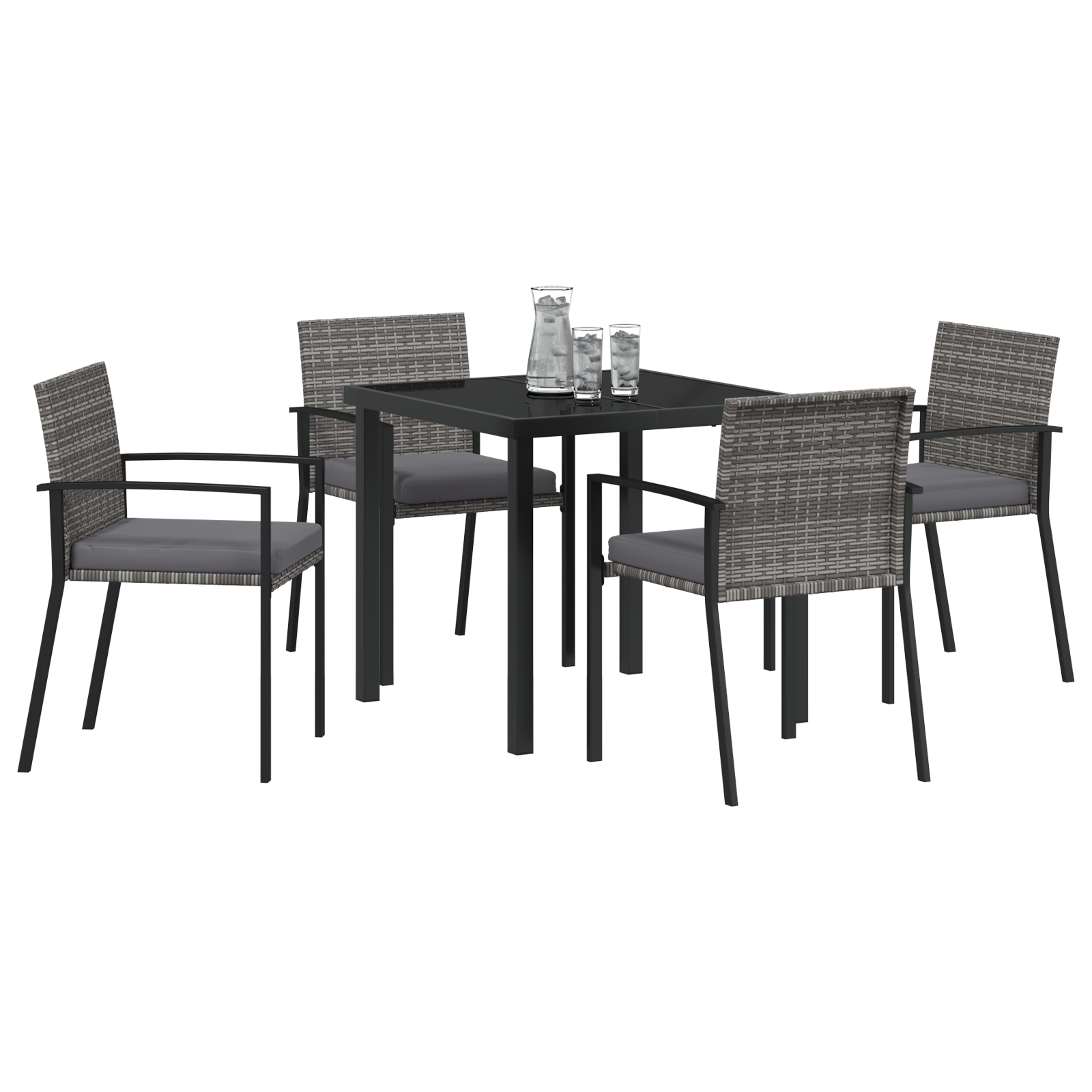Set de dining de grădină 5 piese Gri Poliratan GartenMobel Dekor