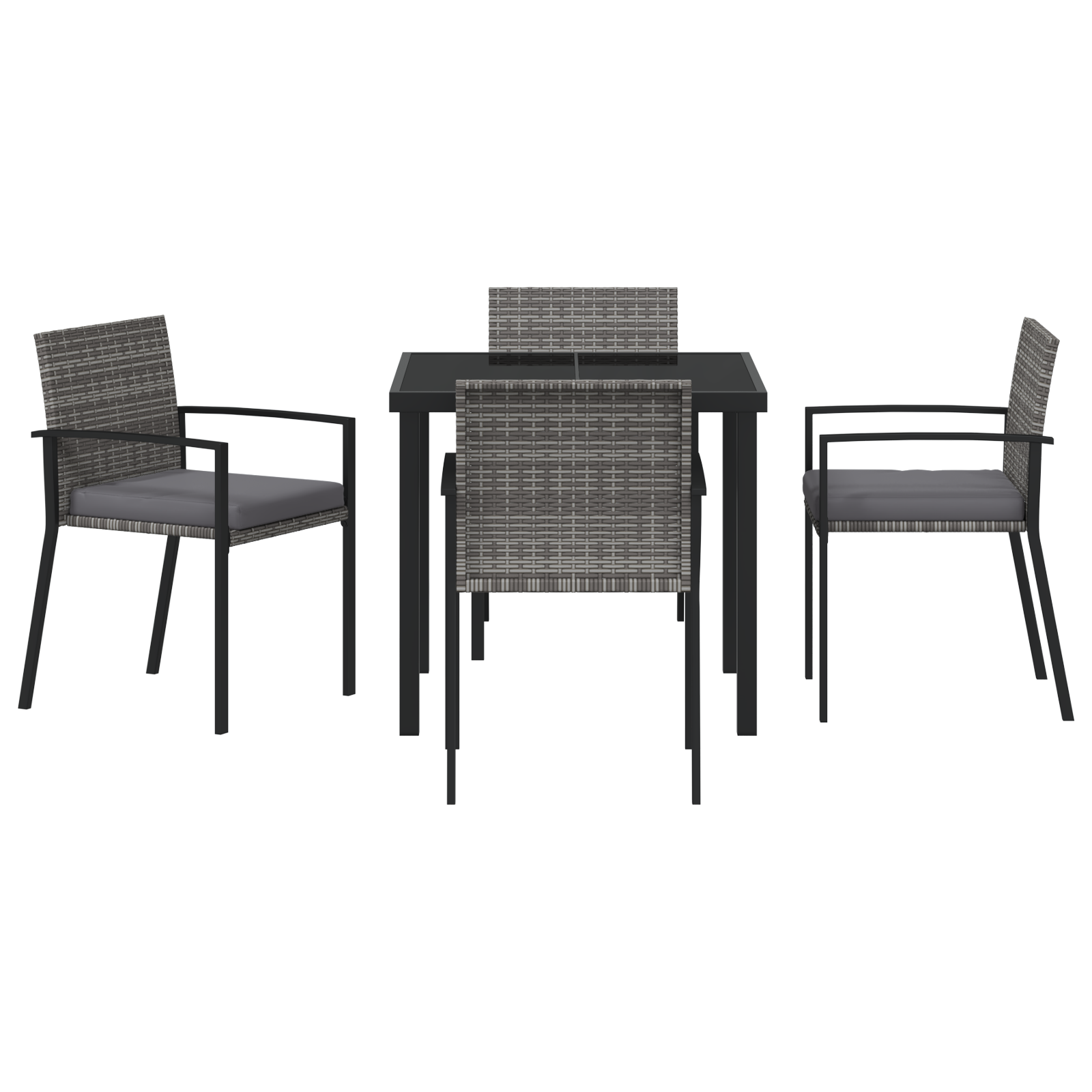 Set de dining de grădină 5 piese Gri Poliratan GartenMobel Dekor